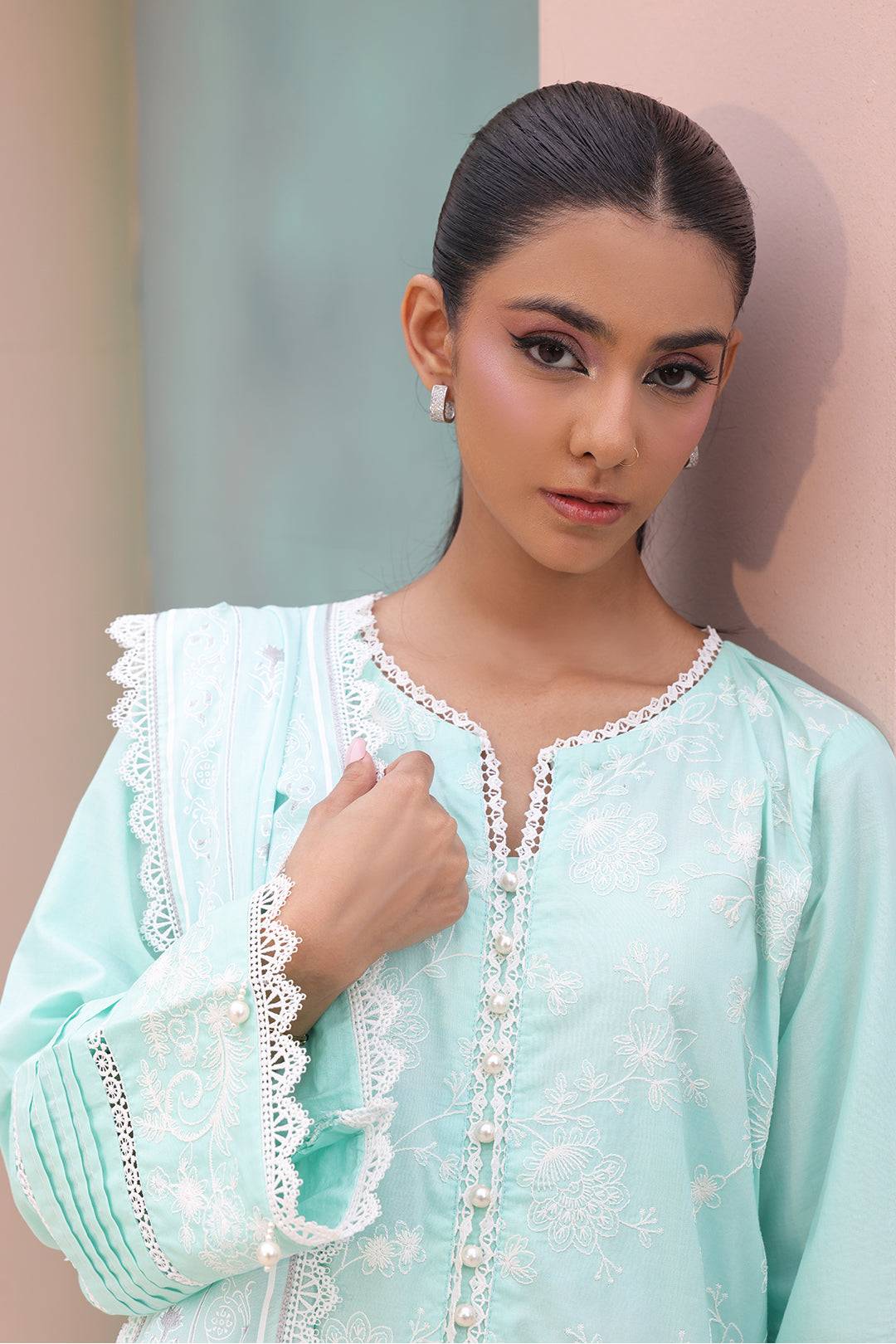 Zellbury | Unstitched 3 Piece Cambric | Embroidered Shirt Shalwar Dupatta - 0073 by Maria Faisal - Registered Vendor of : Zellbury Women - type : Essential Unstitched - 100% original wedding dresses