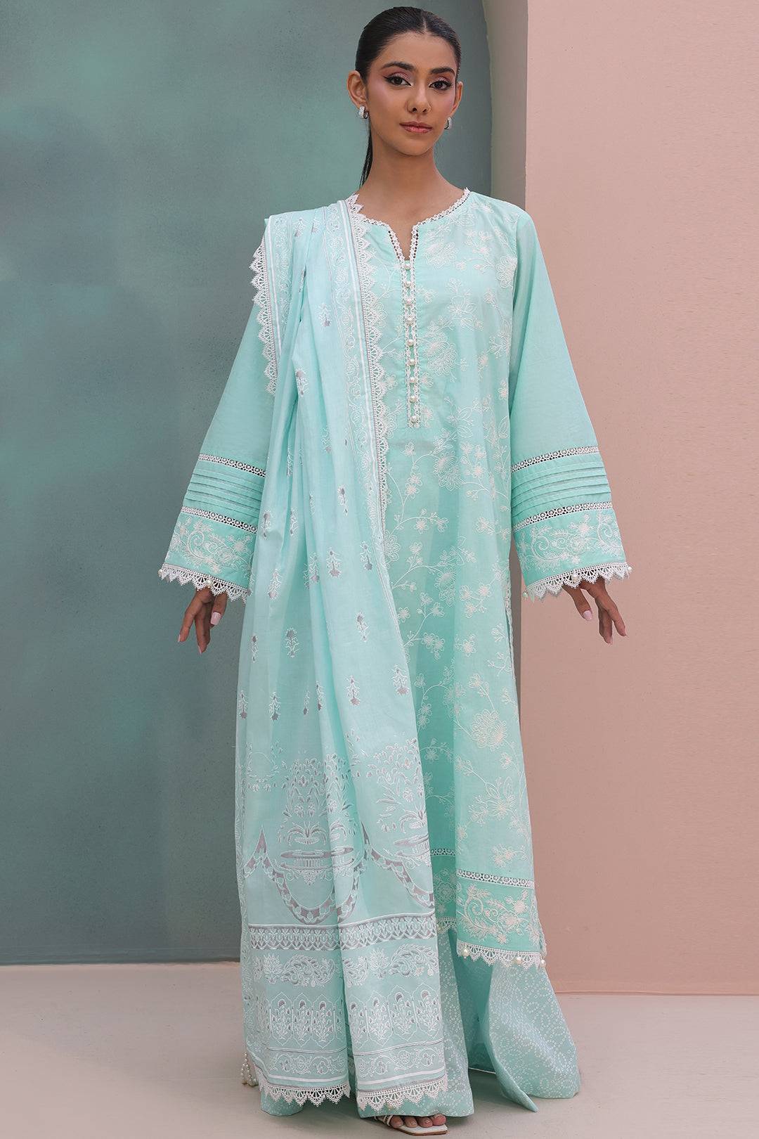 Zellbury | Unstitched 3 Piece Cambric | Embroidered Shirt Shalwar Dupatta - 0073 by Maria Faisal - Registered Vendor of : Zellbury Women - type : Essential Unstitched - 100% original wedding dresses