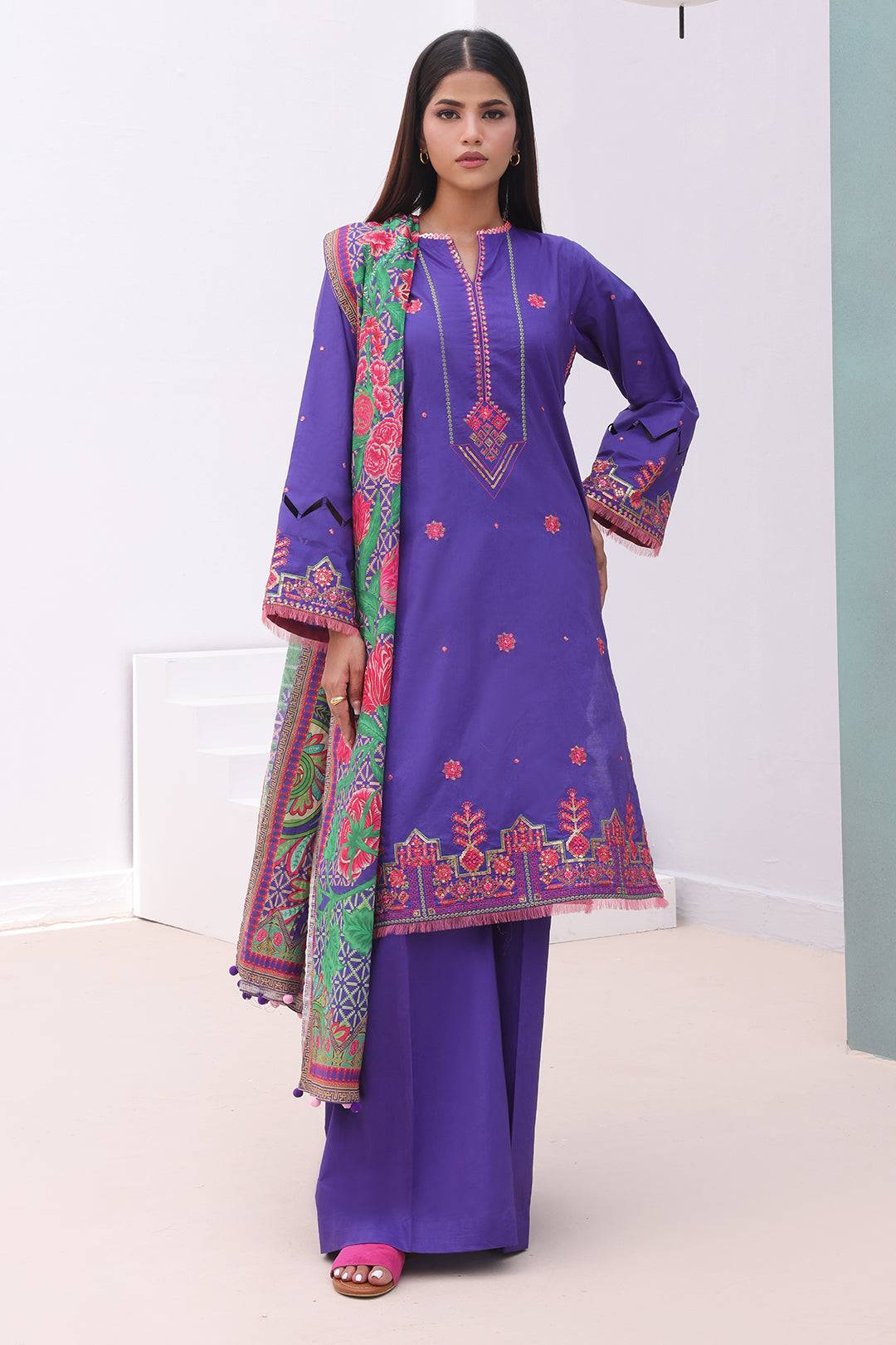 Zellbury | Unstitched 3 Piece Cambric | Embroidered Shirt Shalwar Dupatta - 0082 by Maria Faisal - Registered Vendor of : Zellbury Women - type : Signature Unstitched - 100% original wedding dresses