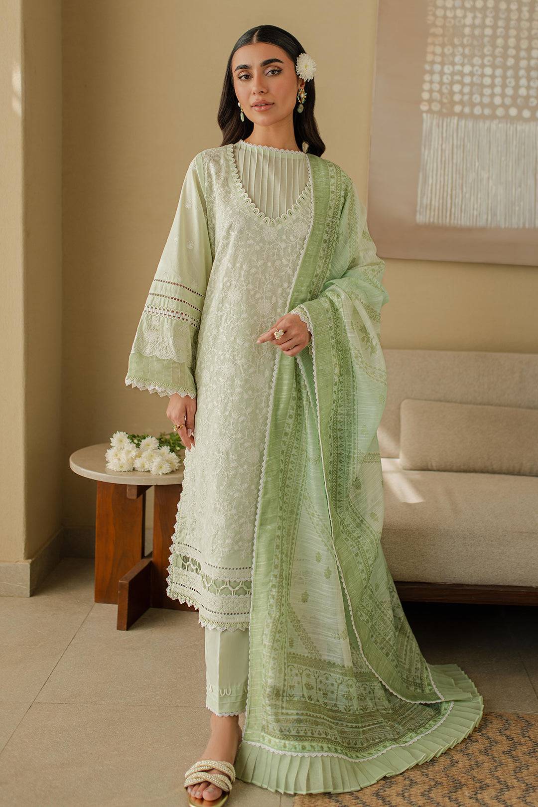 Zellbury | Unstitched 3 Piece Chikankari | Embroidered Shirt Shalwar Dupatta - 0706 by Maria Faisal - Registered Vendor of : Zellbury Women - type : Signature Unstitched - 100% original wedding dresses