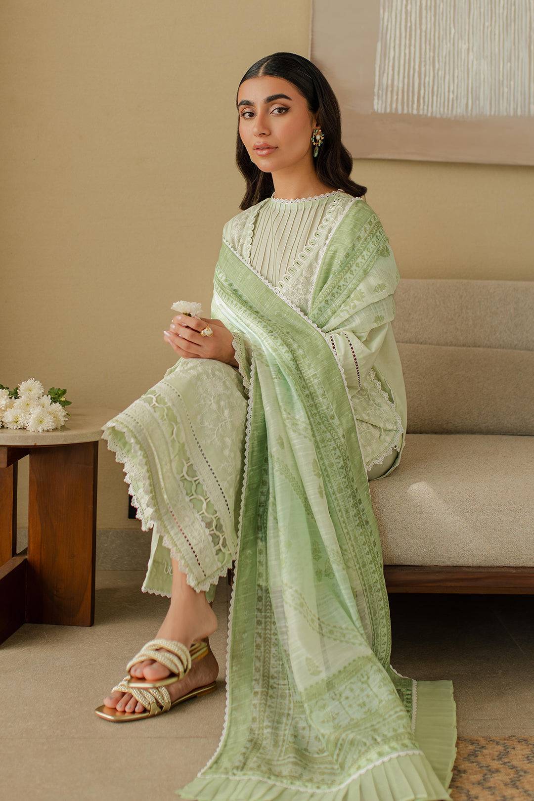 Zellbury | Unstitched 3 Piece Chikankari | Embroidered Shirt Shalwar Dupatta - 0706 by Maria Faisal - Registered Vendor of : Zellbury Women - type : Signature Unstitched - 100% original wedding dresses