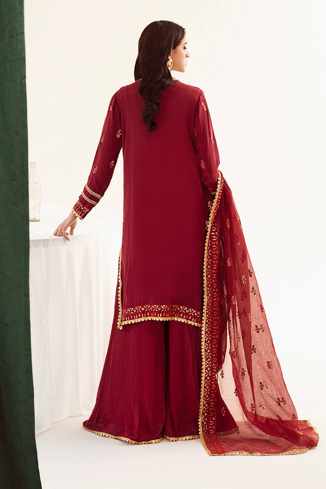 Zellbury | Unstitched 3 Piece Raw Silk | Embroidered Shirt Shalwar Dupatta - 0297 by Maria Faisal - Registered Vendor of : Zellbury Women - type : Luxury Unstitch - 100% original wedding dresses