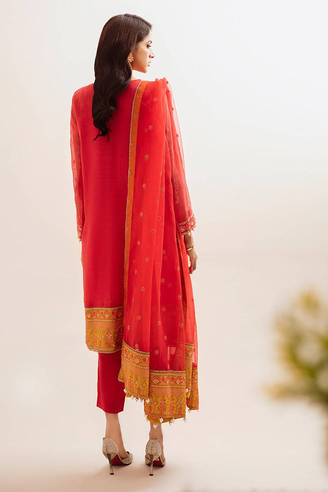 Zellbury | Unstitched 3 Piece Organza | Embroidered Shirt Shalwar Dupatta - 0303 by Maria Faisal - Registered Vendor of : Zellbury Women - type : Luxury Unstitch - 100% original wedding dresses