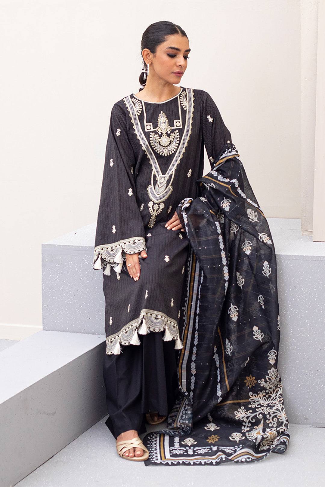 Zellbury | Unstitched 3 Piece Lawn | Embroidered Shirt Shalwar Dupatta - 0190 by Maria Faisal - Registered Vendor of : Zellbury Women - type : Signature Unstitched - 100% original wedding dresses