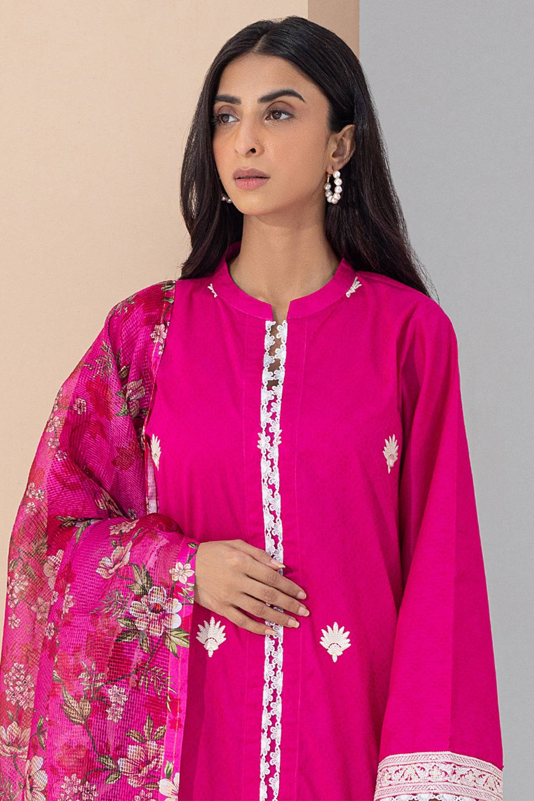 Zellbury | Unstitched 3 Piece Pink | Embroidered Shirt Shalwar Dupatta - 0365 by Maria Faisal - Registered Vendor of : Zellbury Women - type : Signature Unstitched - 100% original wedding dresses