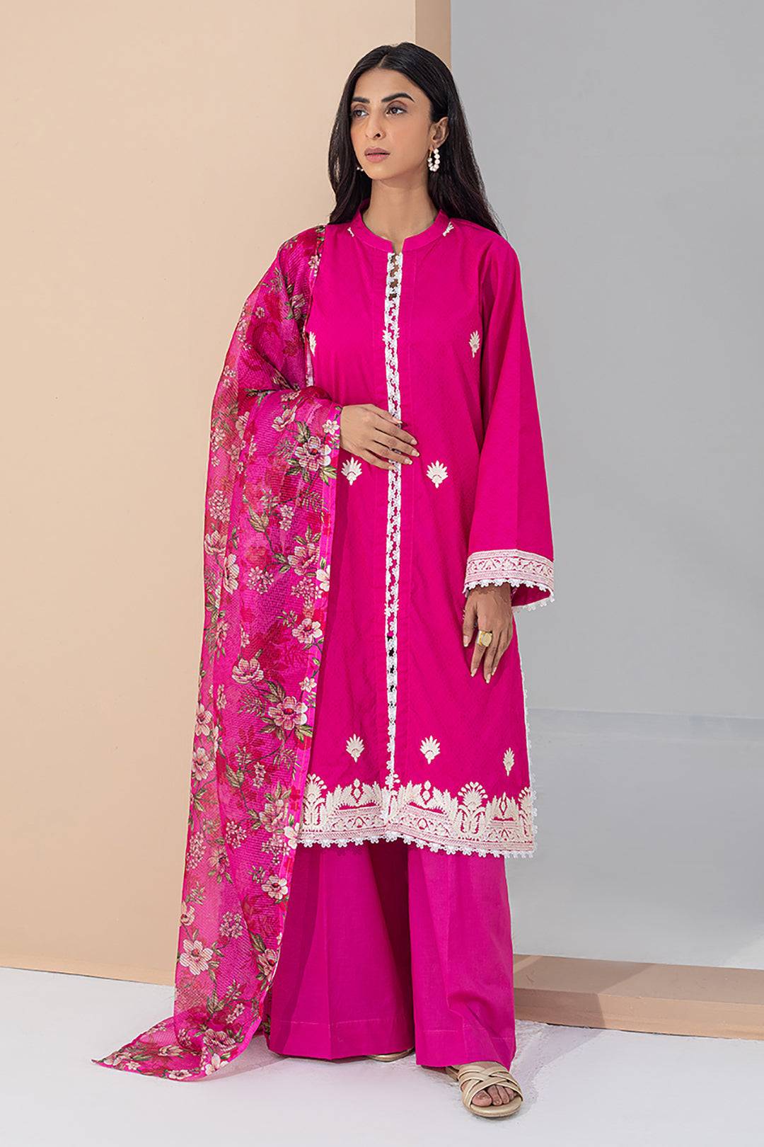 Zellbury | Unstitched 3 Piece Pink | Embroidered Shirt Shalwar Dupatta - 0365 by Maria Faisal - Registered Vendor of : Zellbury Women - type : Signature Unstitched - 100% original wedding dresses