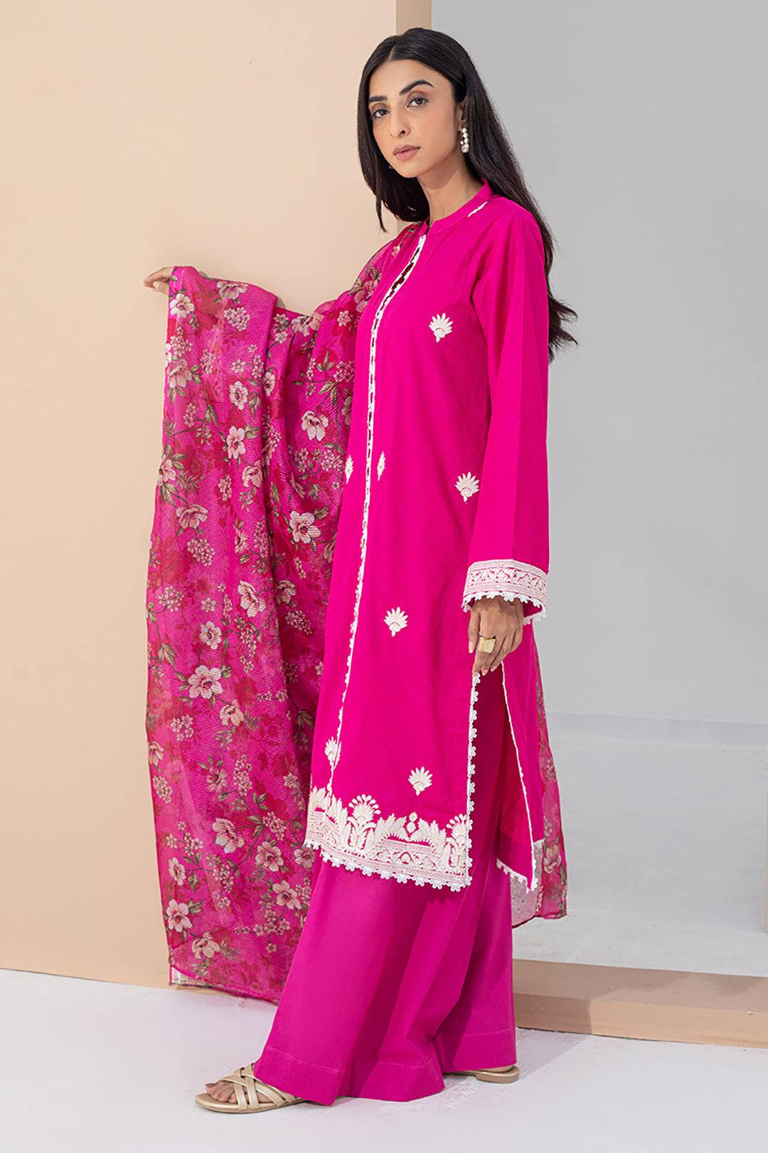 Zellbury | Unstitched 3 Piece Pink | Embroidered Shirt Shalwar Dupatta - 0365 by Maria Faisal - Registered Vendor of : Zellbury Women - type : Signature Unstitched - 100% original wedding dresses