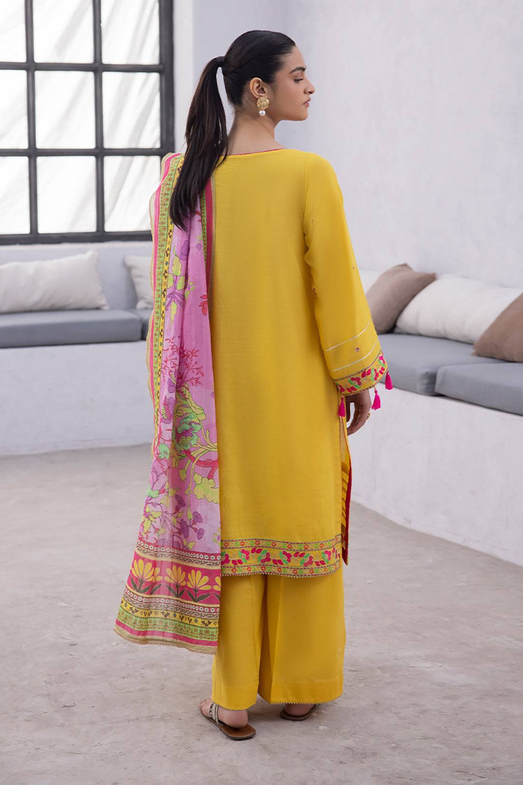 Zellbury | Unstitched 3 Piece Yellow | Embroidered Shirt Shalwar Dupatta - 1126 by Maria Faisal - Registered Vendor of : Zellbury Women - type : Signature Unstitched - 100% original wedding dresses