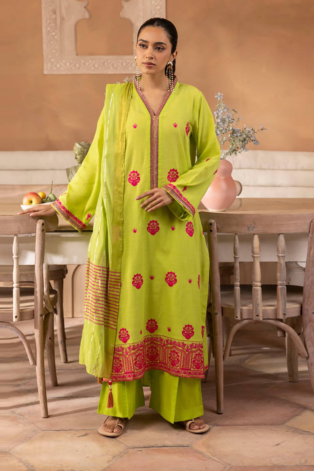 Zellbury | Unstitched 3 Piece Green | Embroidered Shirt Shalwar Dupatta - 1131 by Maria Faisal - Registered Vendor of : Zellbury Women - type : Signature Unstitched - 100% original wedding dresses