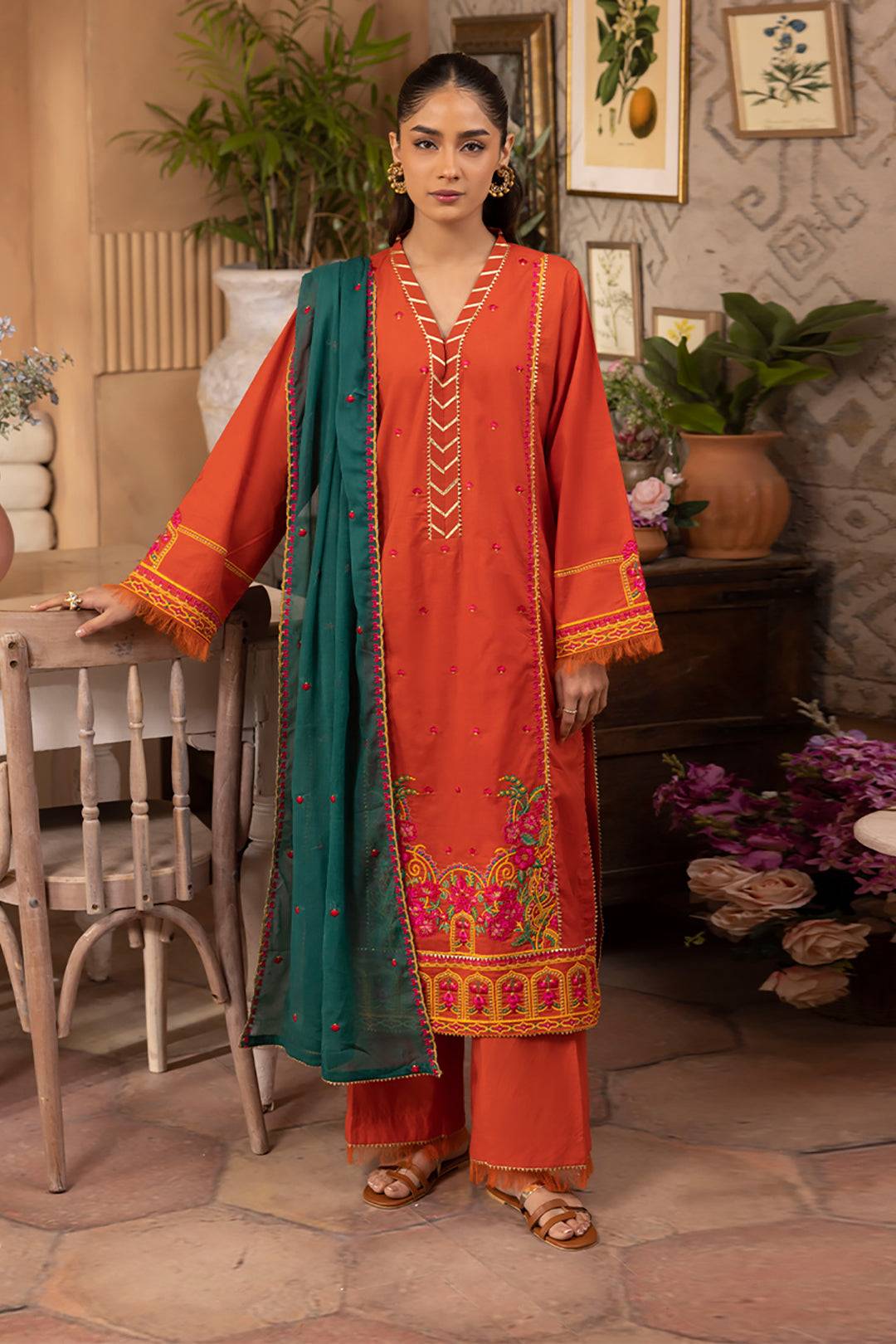 Zellbury | Unstitched 3 Piece Red | Embroidered Shirt Shalwar Dupatta - 1136 by Maria Faisal - Registered Vendor of : Zellbury Women - type : Signature Unstitched - 100% original wedding dresses