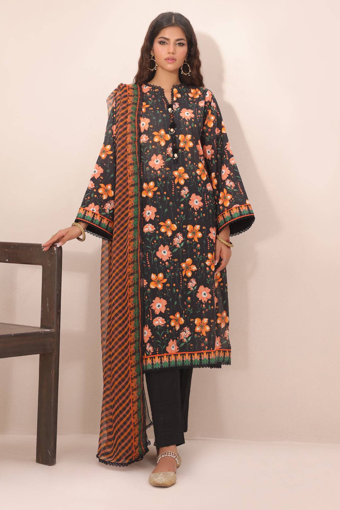 Zellbury | Unstitched 2 Piece Lawn | Shirt Dupatta - 1302 by Maria Faisal - Registered Vendor of : Zellbury Women - type : Essential Unstitched - 100% original wedding dresses