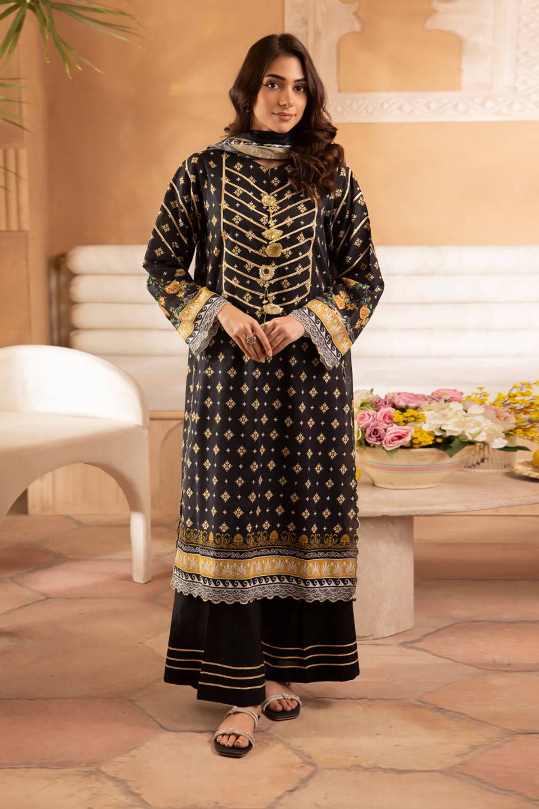 Zellbury | Unstitched 3 Piece Lawn | Shirt Shalwar Dupatta - 1081 by Maria Faisal - Registered Vendor of : Zellbury Women - type : Essential Unstitched - 100% original wedding dresses