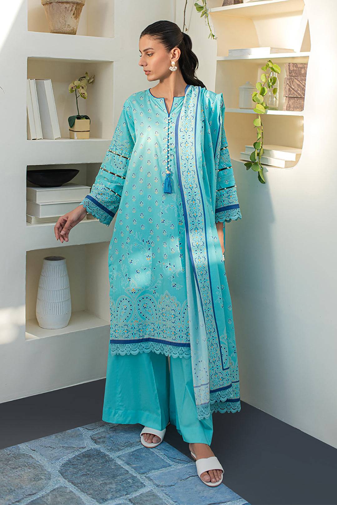 Zellbury | Unstitched 3 Piece Lawn | Shirt Shalwar Dupatta - 1198 by Maria Faisal - Registered Vendor of : Zellbury Women - type : Essential Unstitched - 100% original wedding dresses