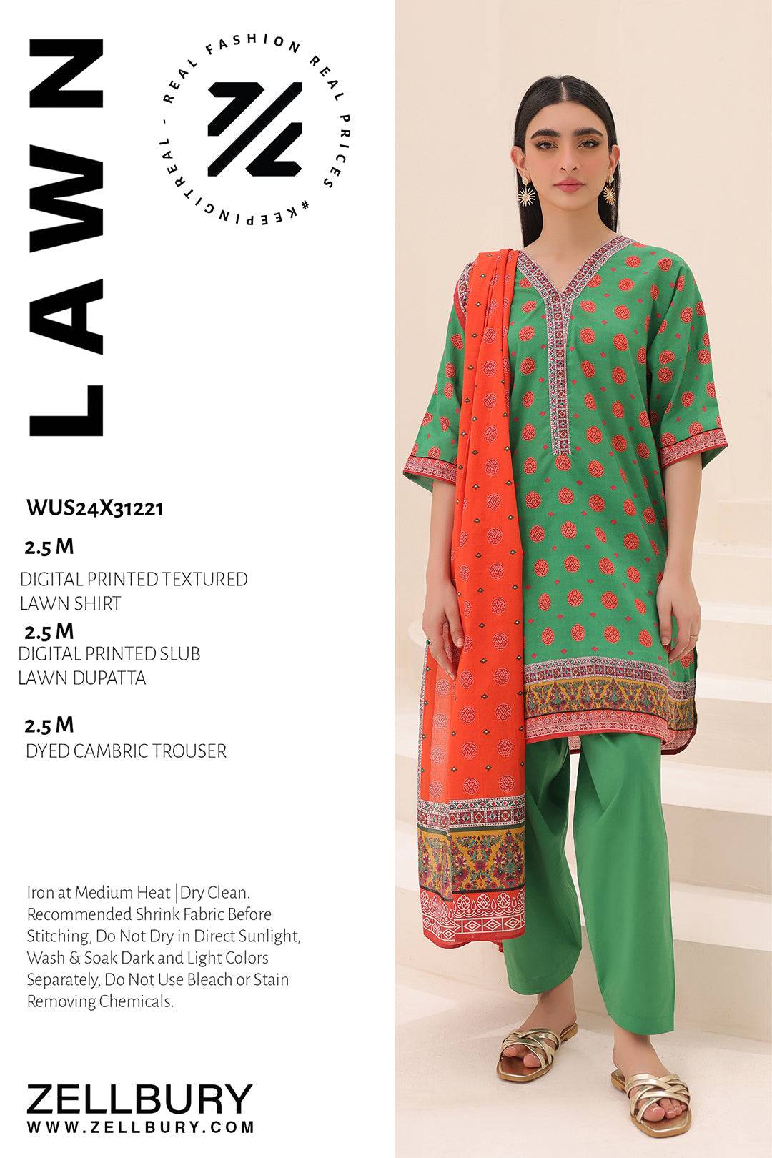 Zellbury | Unstitched 3 Piece Lawn | Shirt Shalwar Dupatta - 1221 by Maria Faisal - Registered Vendor of : Zellbury Women - type : Essential Unstitched - 100% original wedding dresses