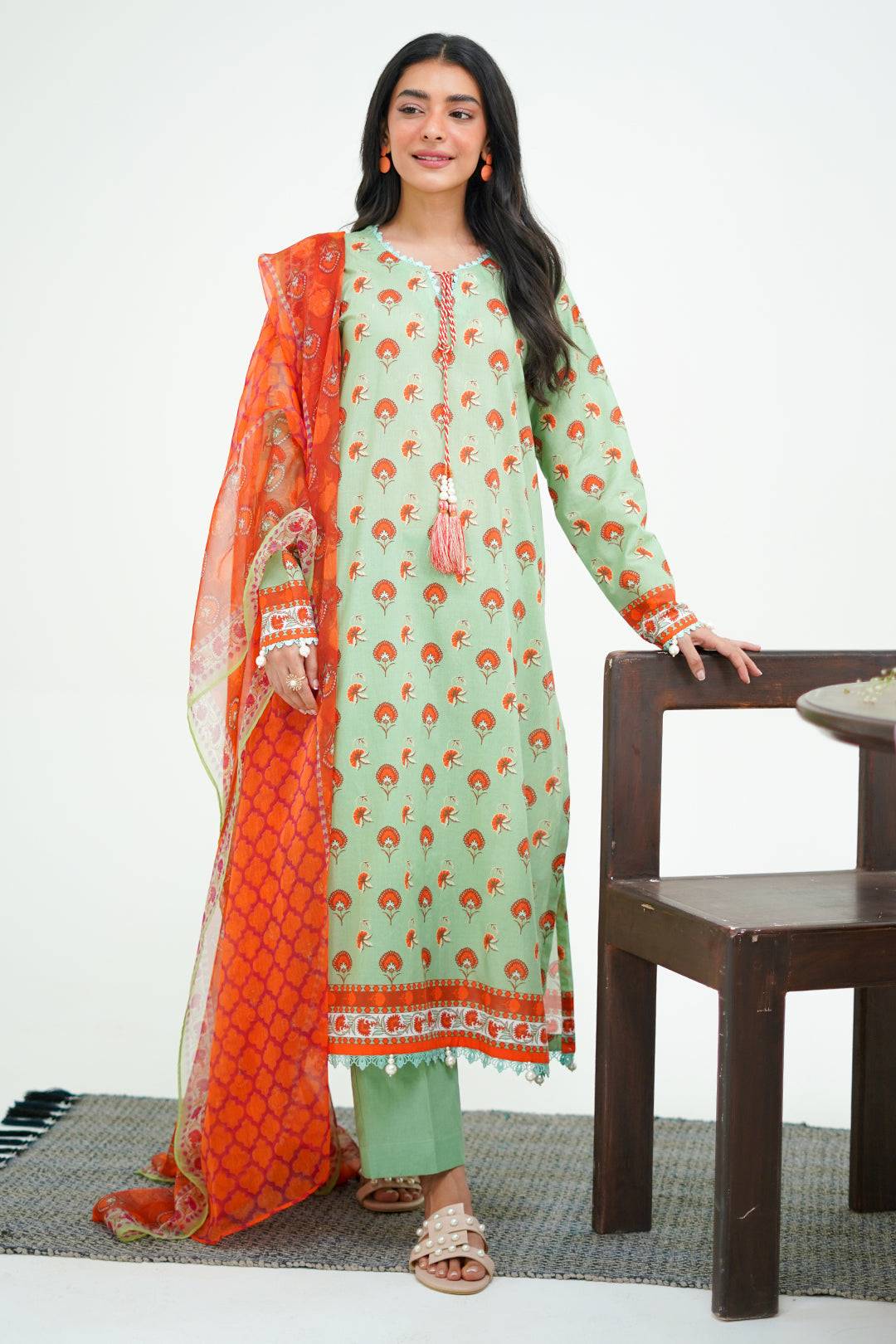 Zellbury | Unstitched 3 Piece Lawn | Shirt Shalwar Dupatta - 1325 by Maria Faisal - Registered Vendor of : Zellbury Women - type : Essential Unstitched - 100% original wedding dresses