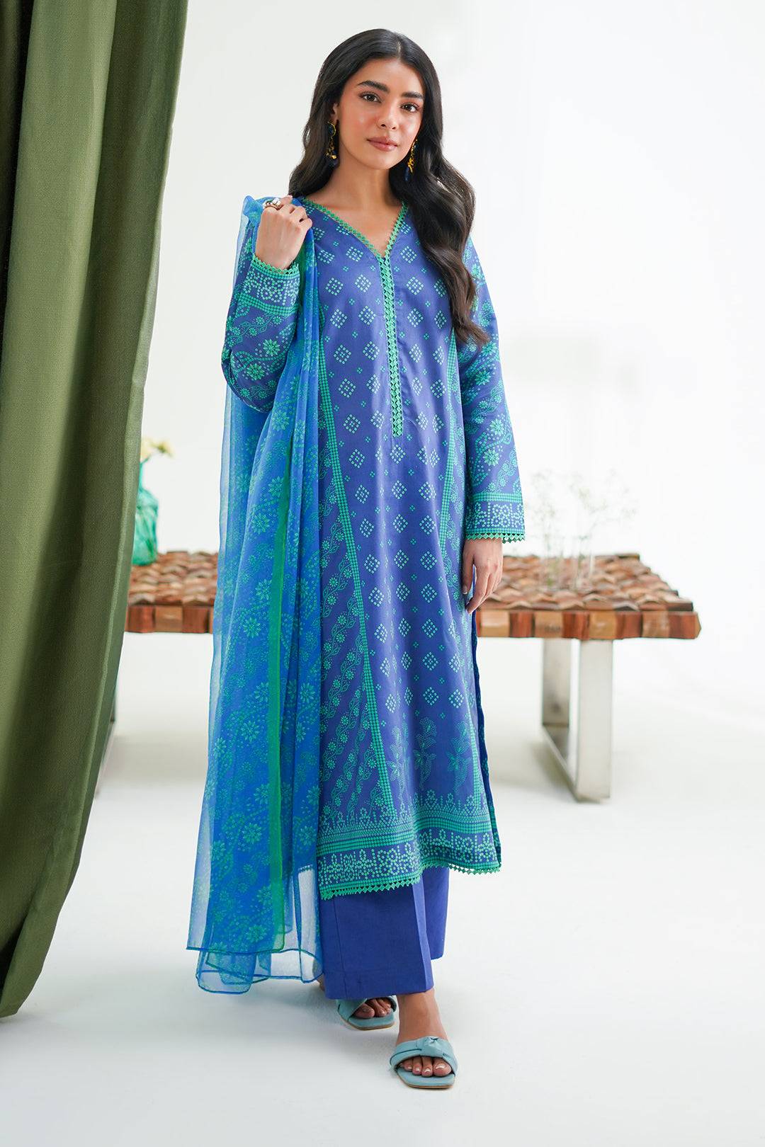 Zellbury | Unstitched 3 Piece Lawn | Shirt Shalwar Dupatta - 1417 by Maria Faisal - Registered Vendor of : Zellbury Women - type : Essential Unstitched - 100% original wedding dresses
