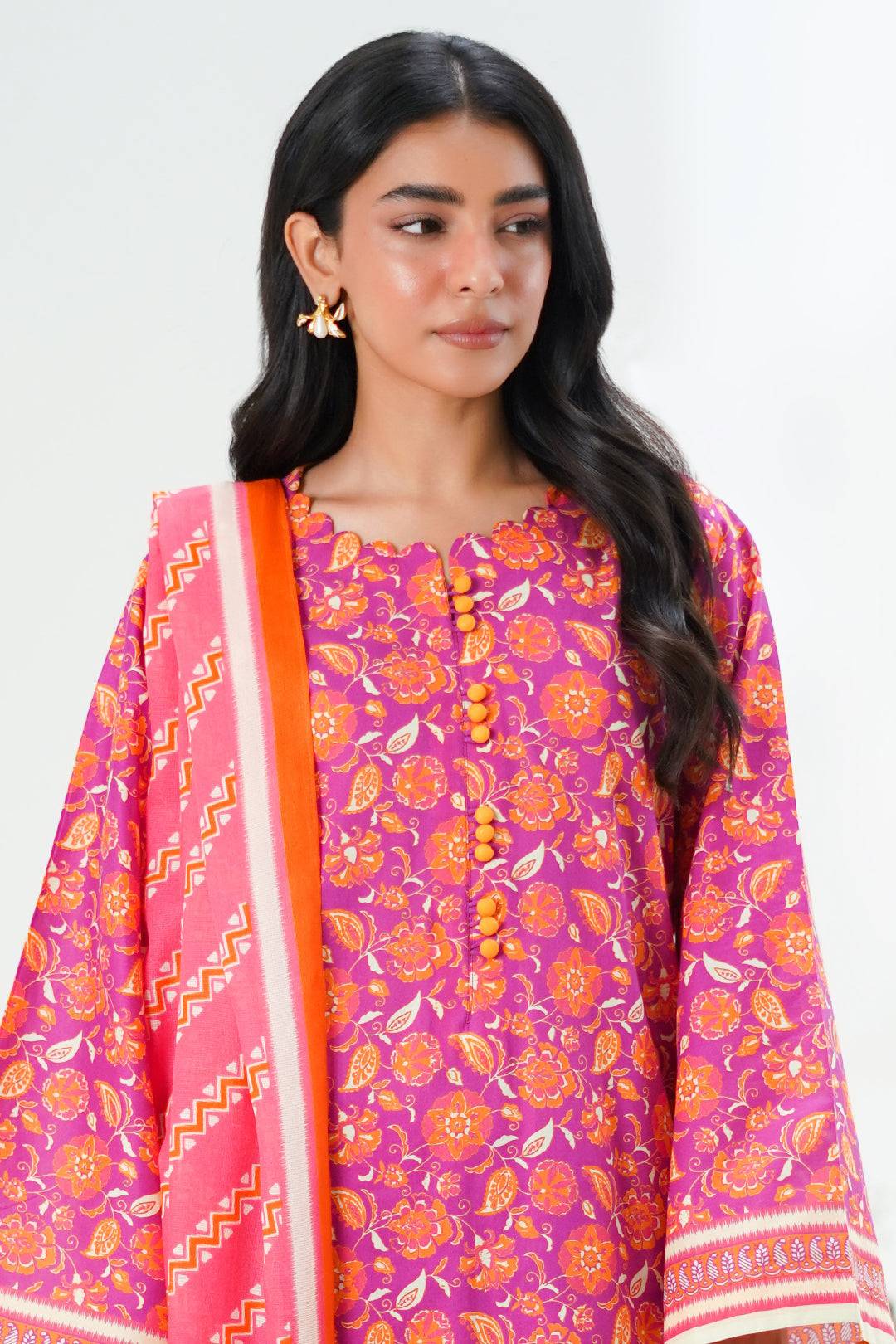 Zellbury | Unstitched 3 Piece Lawn | Shirt Shalwar Dupatta - 1421 by Maria Faisal - Registered Vendor of : Zellbury Women - type : Essential Unstitched - 100% original wedding dresses