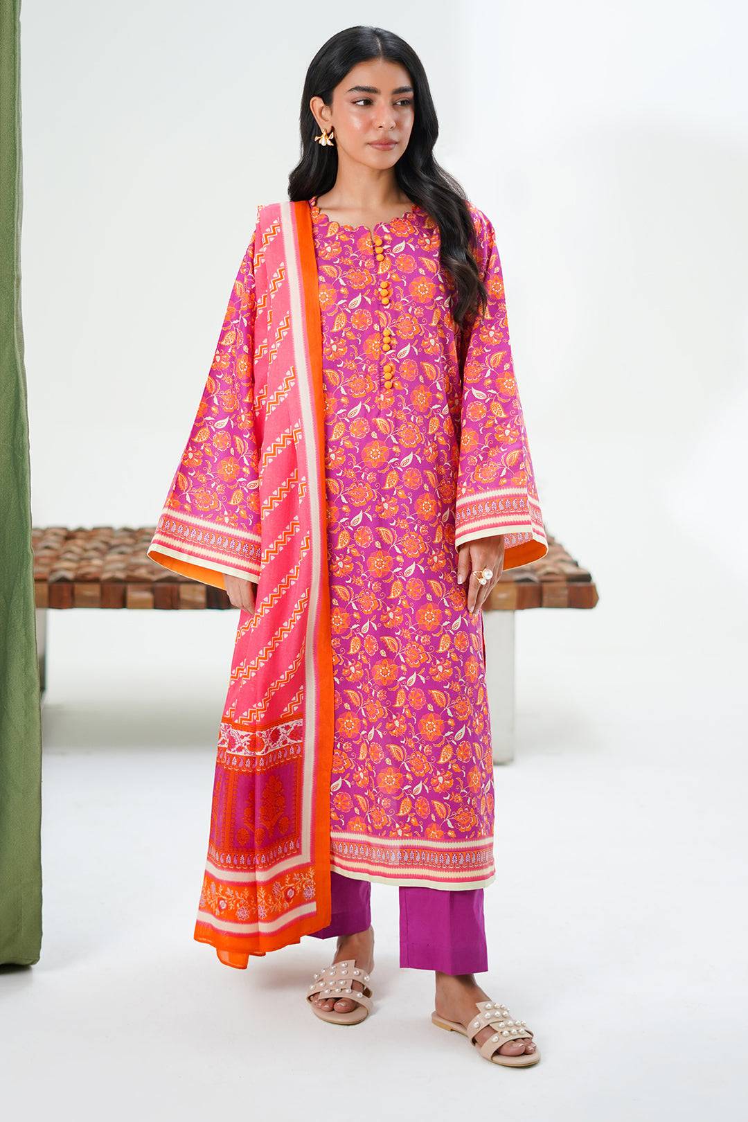 Zellbury | Unstitched 3 Piece Lawn | Shirt Shalwar Dupatta - 1421 by Maria Faisal - Registered Vendor of : Zellbury Women - type : Essential Unstitched - 100% original wedding dresses