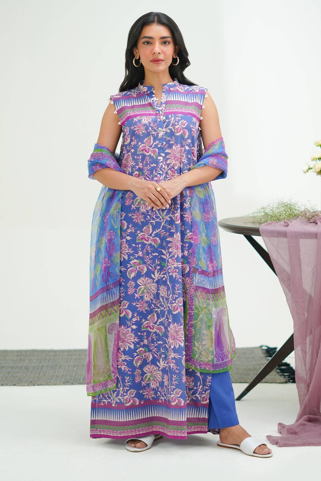 Zellbury | Unstitched 3 Piece Lawn | Shirt Shalwar Dupatta - 1501 by Maria Faisal - Registered Vendor of : Zellbury Women - type : Essential Unstitched - 100% original wedding dresses