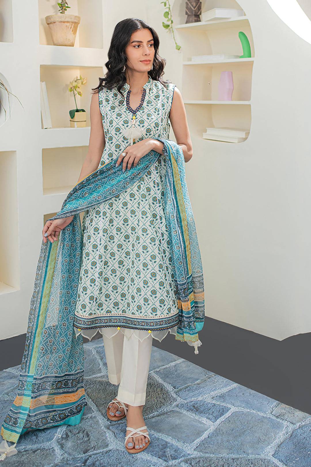Zellbury | Unstitched 3 Piece Lawn | Shirt Shalwar Dupatta - 1663 by Maria Faisal - Registered Vendor of : Zellbury Women - type : Essential Unstitched - 100% original wedding dresses