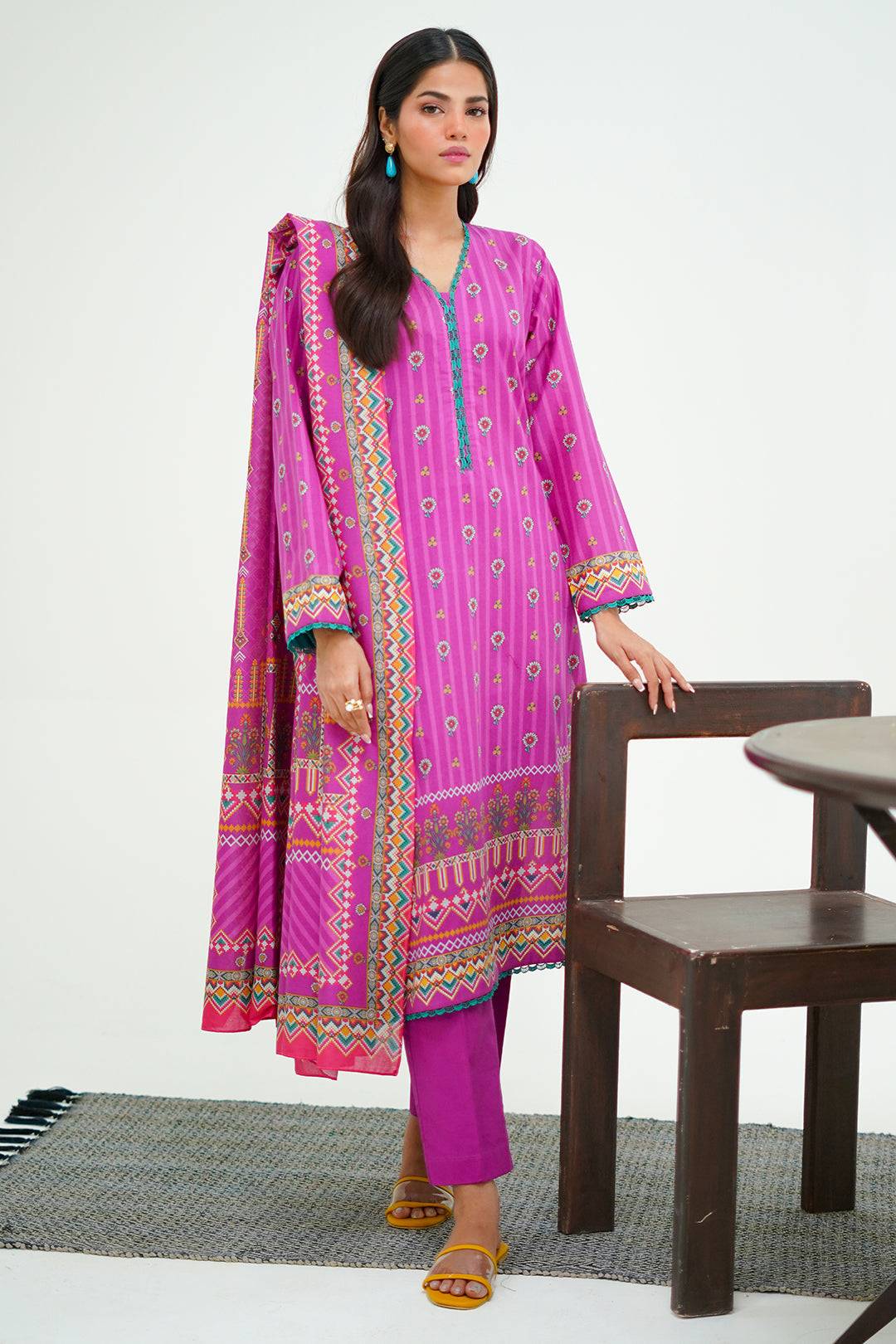 Zellbury | Unstitched 3 Piece Lawn | Shirt Shalwar Dupatta - 1671 by Maria Faisal - Registered Vendor of : Zellbury Women - type : Essential Unstitched - 100% original wedding dresses