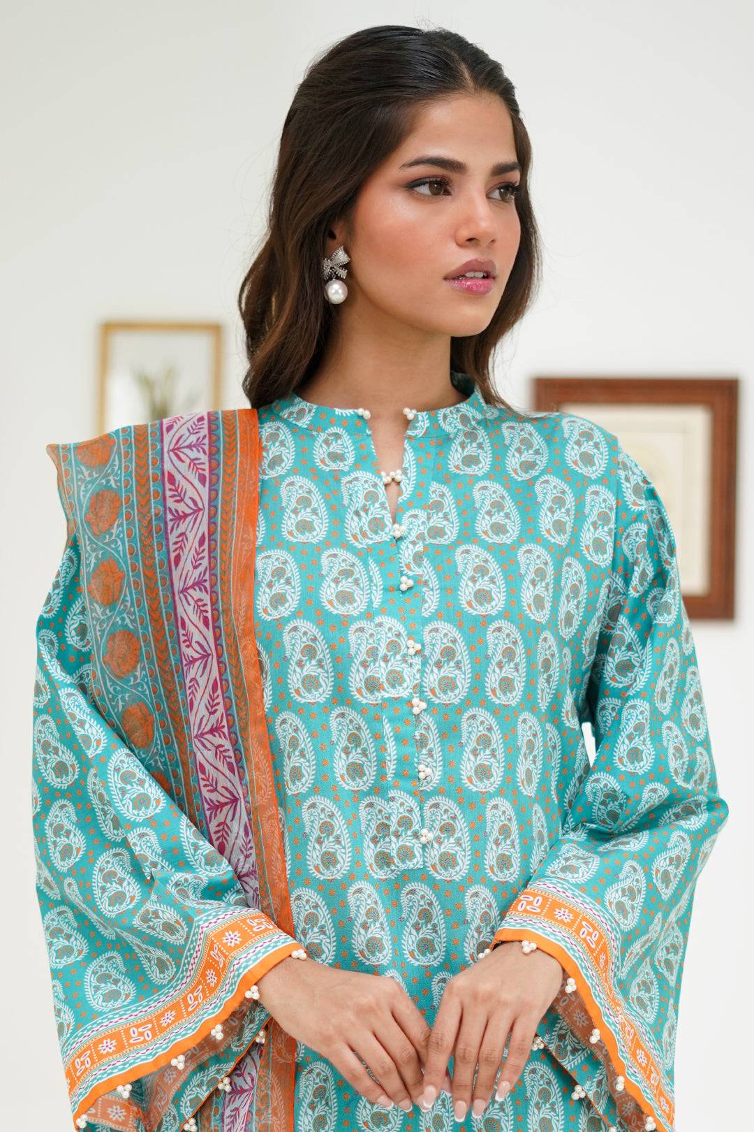 Zellbury | Unstitched 3 Piece Lawn | Shirt Shalwar Dupatta - 1721 by Maria Faisal - Registered Vendor of : Zellbury Women - type : Essential Unstitched - 100% original wedding dresses