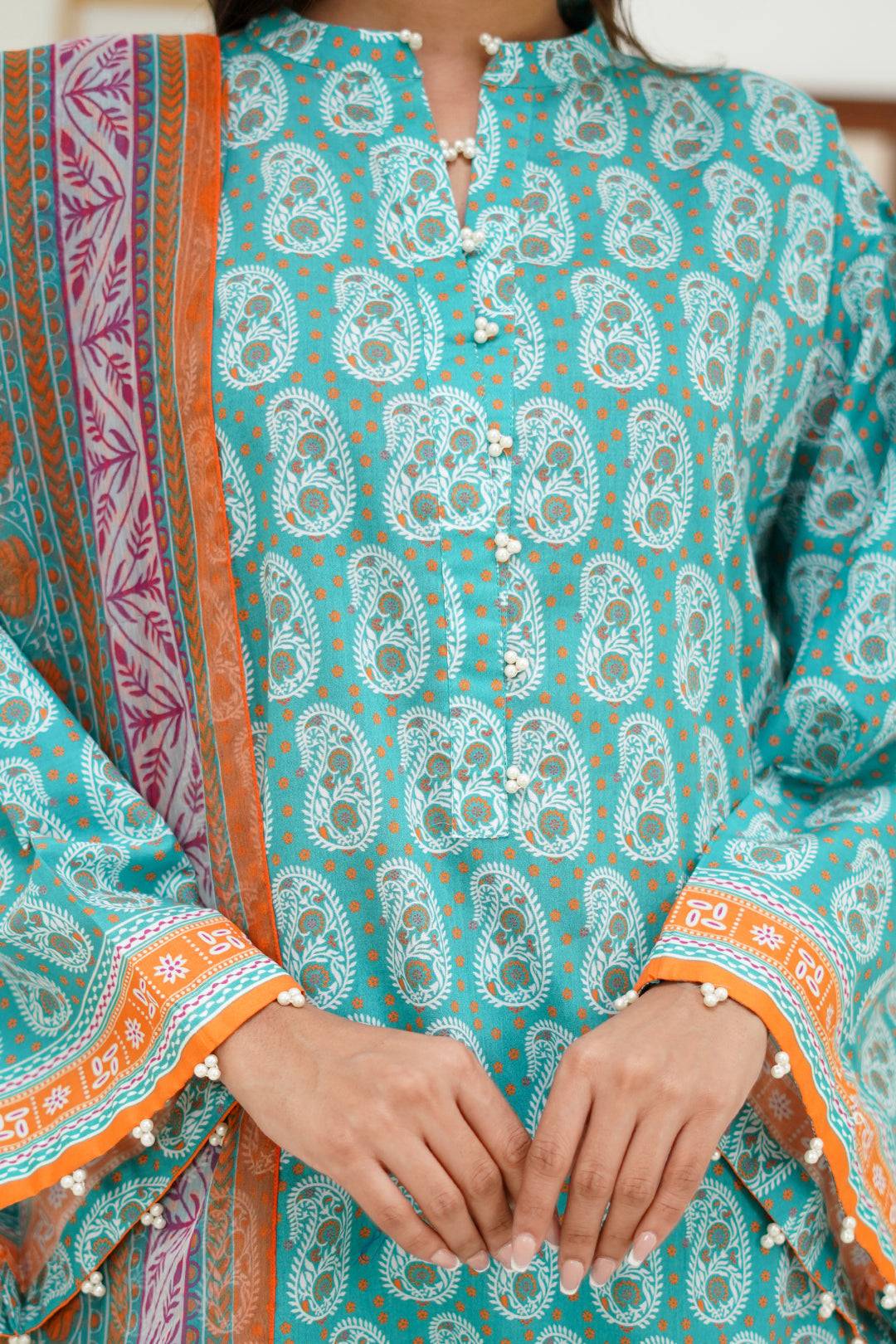 Zellbury | Unstitched 3 Piece Lawn | Shirt Shalwar Dupatta - 1721 by Maria Faisal - Registered Vendor of : Zellbury Women - type : Essential Unstitched - 100% original wedding dresses