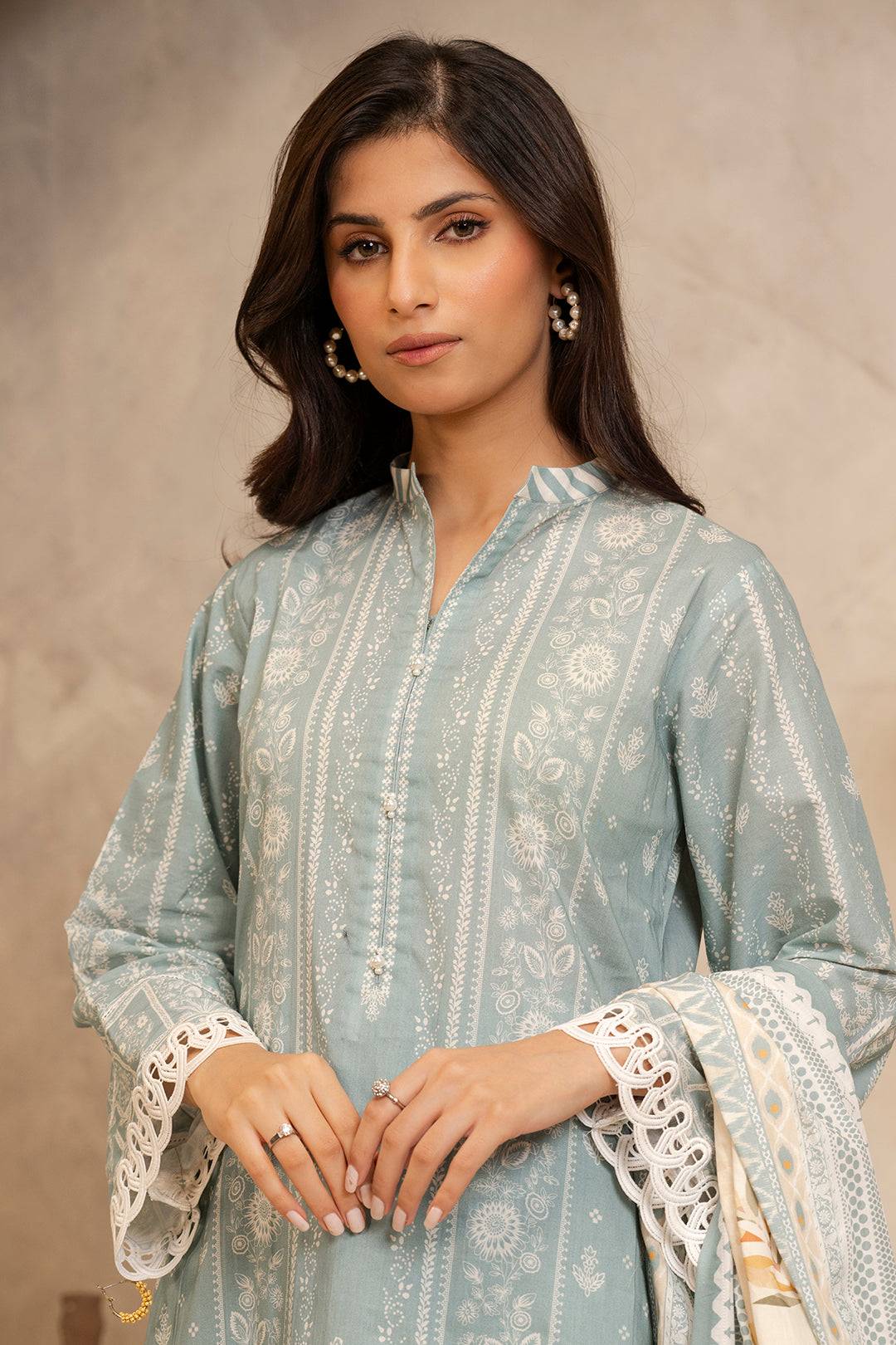 Zellbury | Unstitched 3 Piece Lawn | Shirt Shalwar Dupatta - 0058 by Maria Faisal - Registered Vendor of : Zellbury Women - type : Essential Unstitched - 100% original wedding dresses