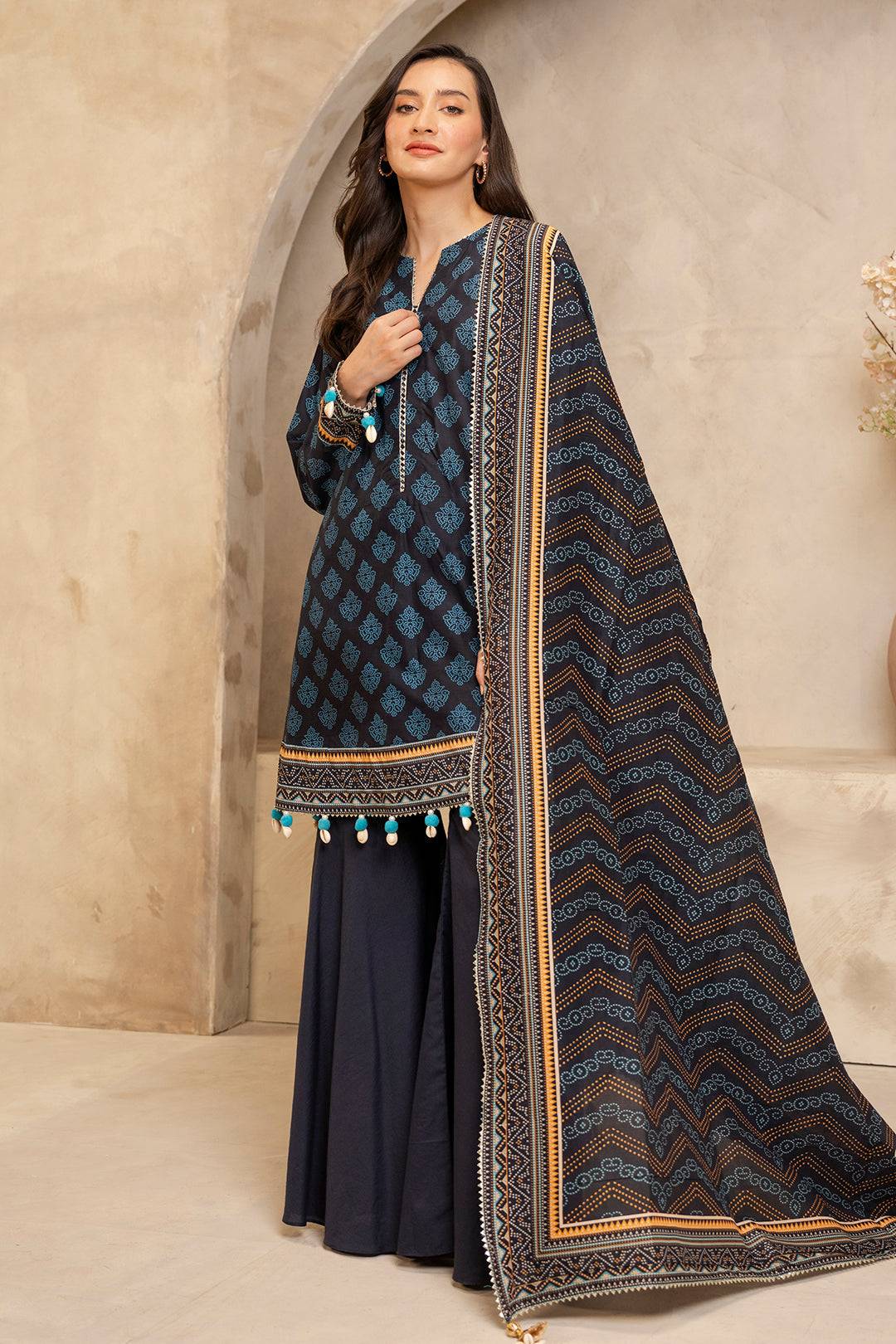 Zellbury | Unstitched 3 Piece Lawn | Shirt Shalwar Dupatta - 0125 by Maria Faisal - Registered Vendor of : Zellbury Women - type : Essential Unstitched - 100% original wedding dresses