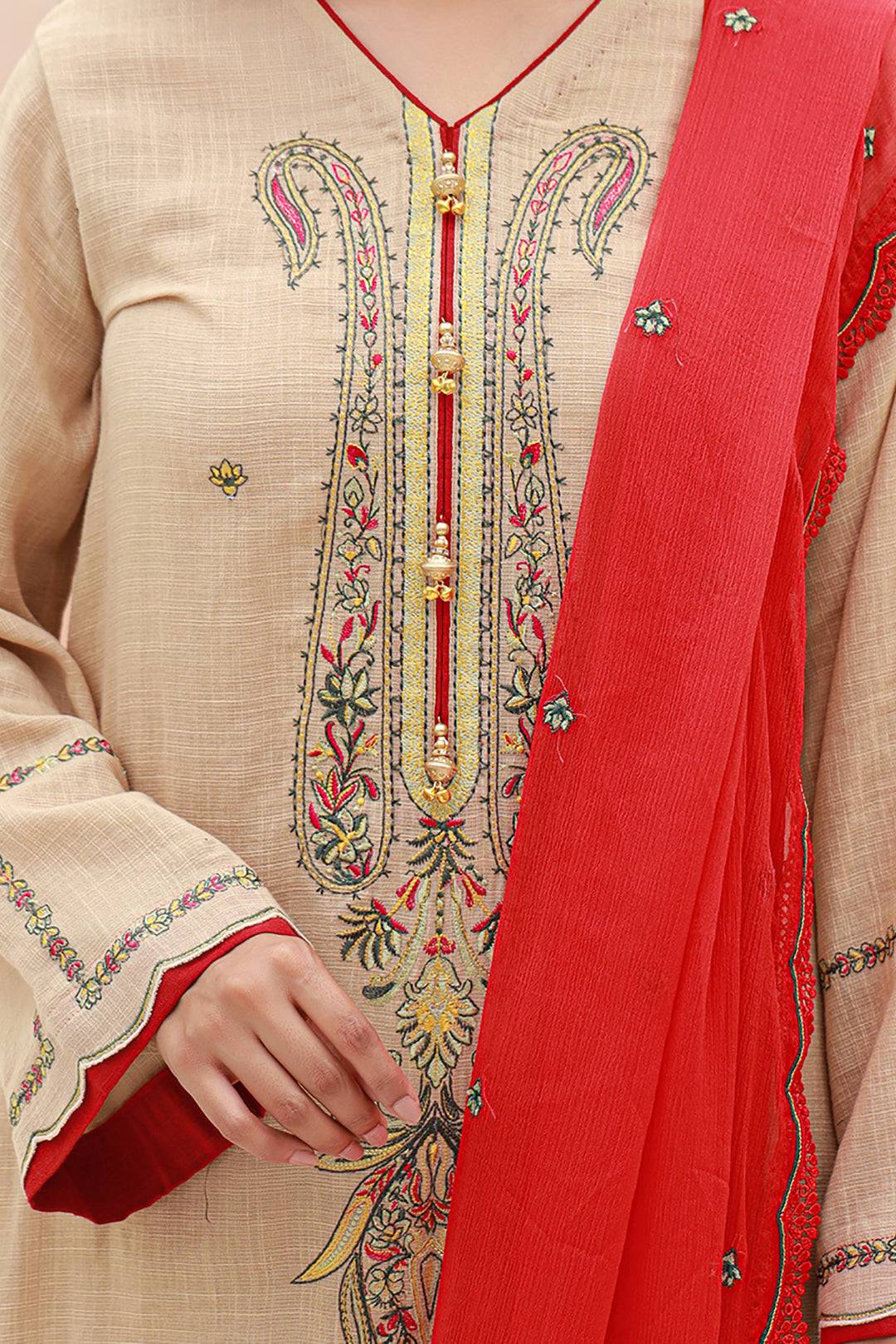 Zellbury | Unstitched 3 Piece Khaddar | Embroidered Shirt Shalwar Dupatta - 0847 by Maria Faisal - Registered Vendor of : Zellbury Women - type : Signature Unstitched - 100% original wedding dresses
