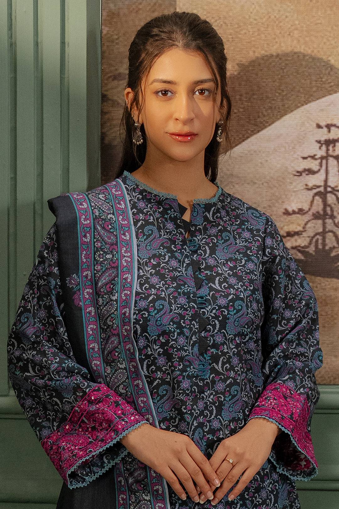 Zellbury | Unstitched 2 Piece Khaddar | Embroidered Shirt Dupatta - 0347 by Maria Faisal - Registered Vendor of : Zellbury Women - type : Essential Unstitched - 100% original wedding dresses