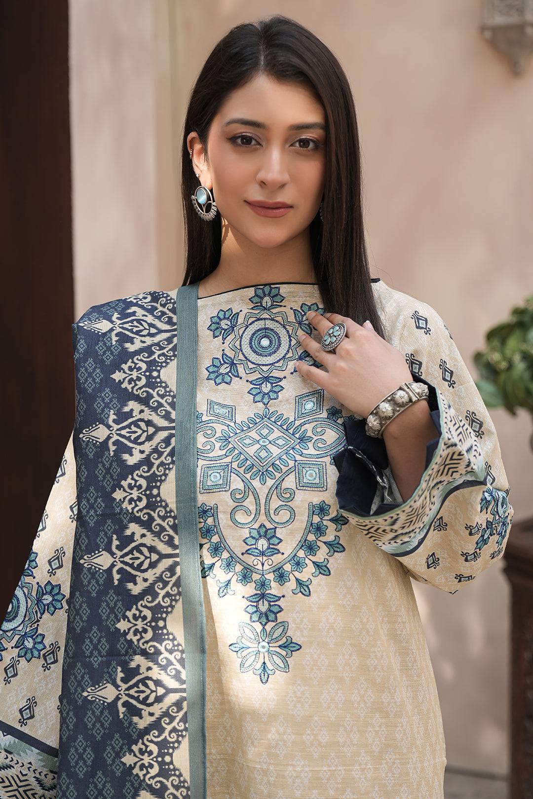 Zellbury | Unstitched 2 Piece Khaddar | Embroidered Shirt Dupatta - 0349 by Maria Faisal - Registered Vendor of : Zellbury Women - type : Essential Unstitched - 100% original wedding dresses