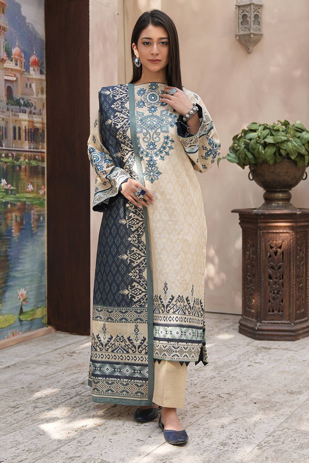 Zellbury | Unstitched 2 Piece Khaddar | Embroidered Shirt Dupatta - 0349 by Maria Faisal - Registered Vendor of : Zellbury Women - type : Essential Unstitched - 100% original wedding dresses