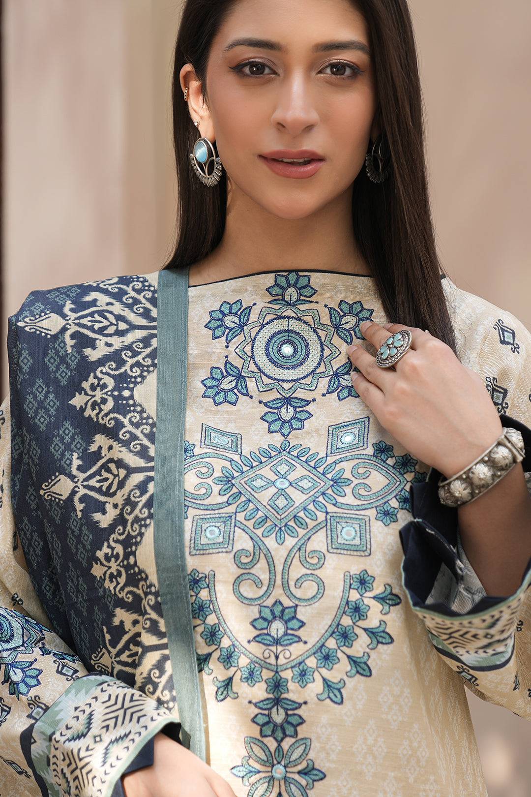 Zellbury | Unstitched 2 Piece Khaddar | Embroidered Shirt Dupatta - 0349 by Maria Faisal - Registered Vendor of : Zellbury Women - type : Essential Unstitched - 100% original wedding dresses