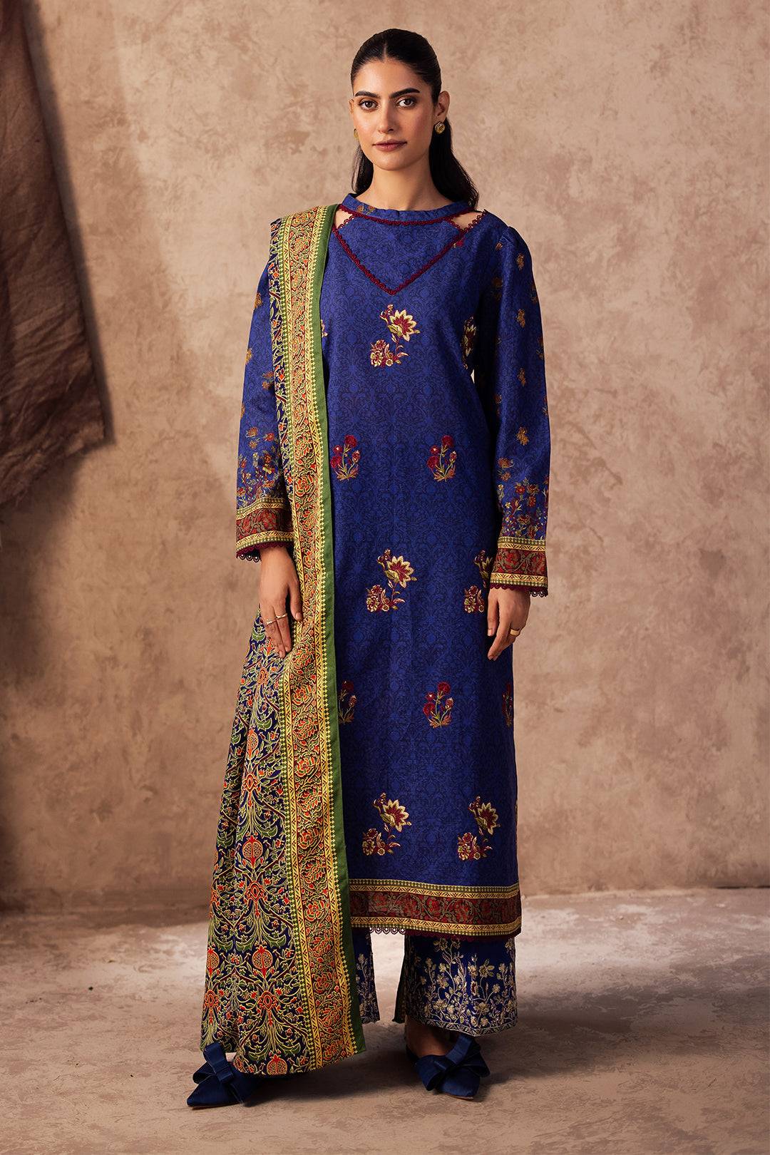 Zellbury | Unstitched 3 Piece Khaddar | Embroidered Shirt Shalwar Dupatta - 0221 by Maria Faisal - Registered Vendor of : Zellbury Women - type : Essential Unstitched - 100% original wedding dresses