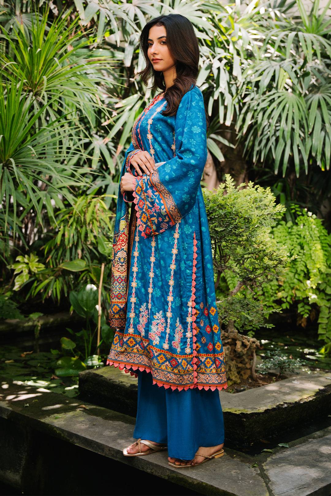 Zellbury | Unstitched 3 Piece Viscose | Embroidered Shirt Shalwar Dupatta - 0223 by Maria Faisal - Registered Vendor of : Zellbury Women - type : Essential Unstitched - 100% original wedding dresses