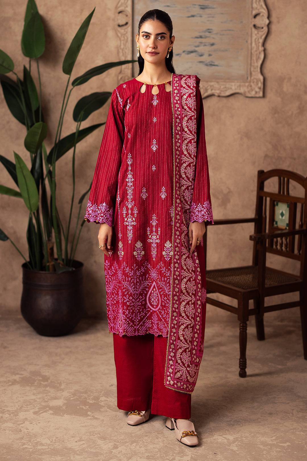 Zellbury | Unstitched 3 Piece Khaddar | Embroidered Shirt Shalwar Shawl - 0231 by Maria Faisal - Registered Vendor of : Zellbury Women - type : Essential Unstitched - 100% original wedding dresses
