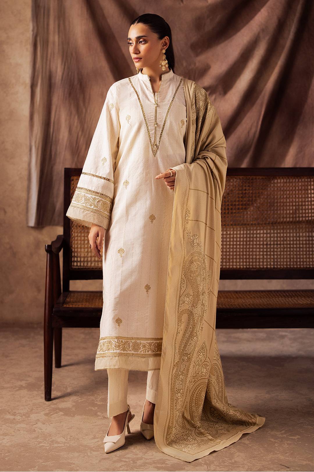 Zellbury | Unstitched 3 Piece Khaddar | Embroidered Shirt Shalwar Shawl - 0232 by Maria Faisal - Registered Vendor of : Zellbury Women - type : Essential Unstitched - 100% original wedding dresses