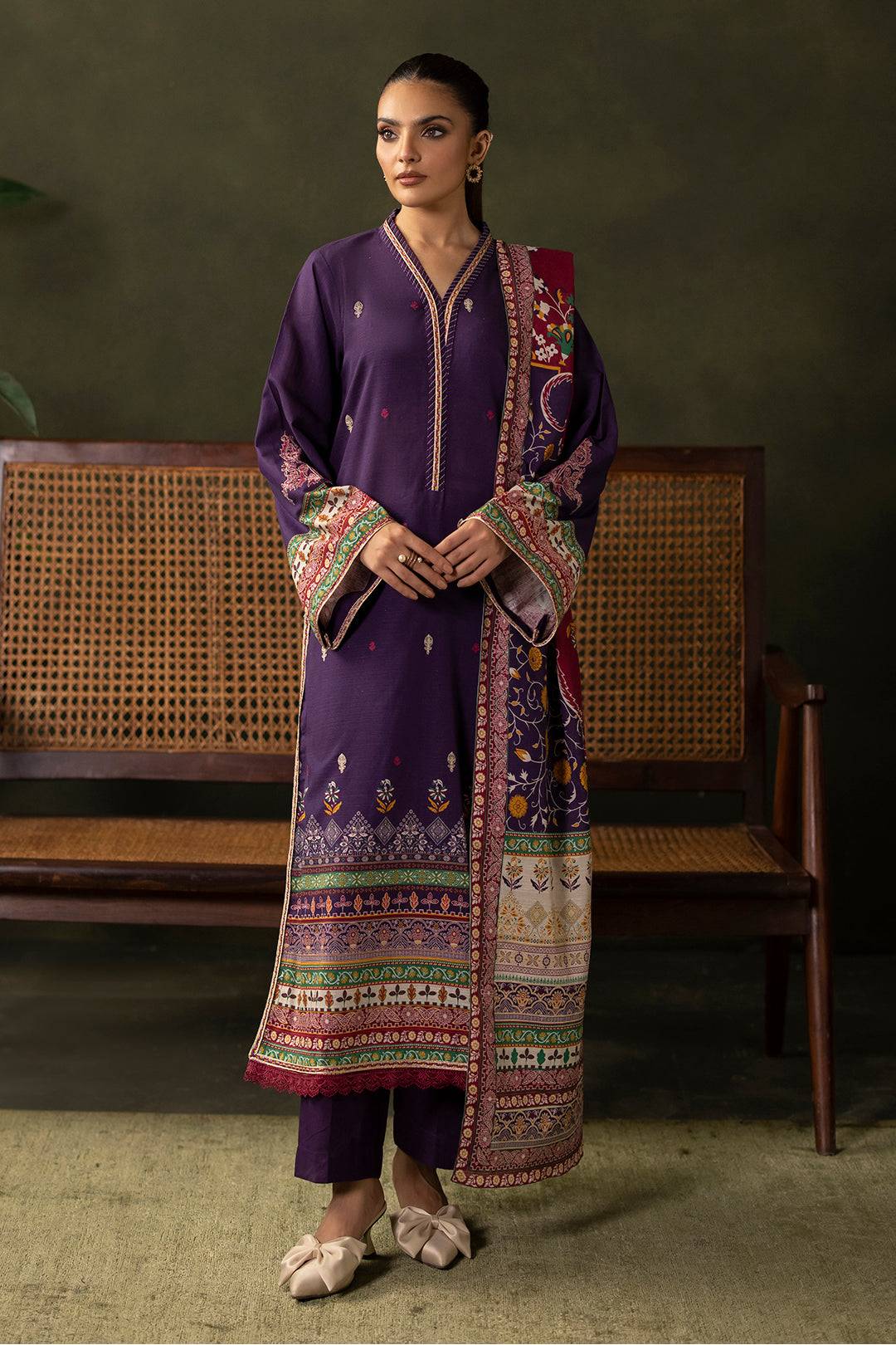 Zellbury | Unstitched 3 Piece Khaddar | Embroidered Shirt Shalwar Dupatta - 0311 by Maria Faisal - Registered Vendor of : Zellbury Women - type : Essential Unstitched - 100% original wedding dresses