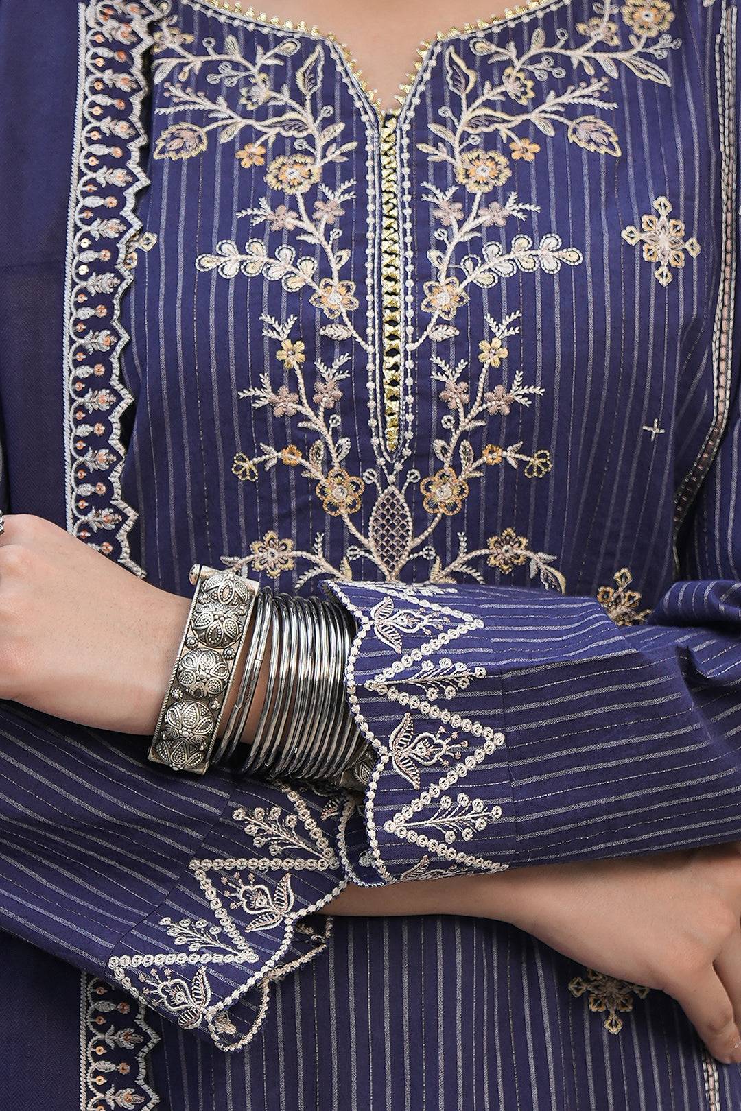 Zellbury | Unstitched 3 Piece Khaddar | Embroidered Shirt Shalwar Shawl - 0409 by Maria Faisal - Registered Vendor of : Zellbury Women - type : Essential Unstitched - 100% original wedding dresses