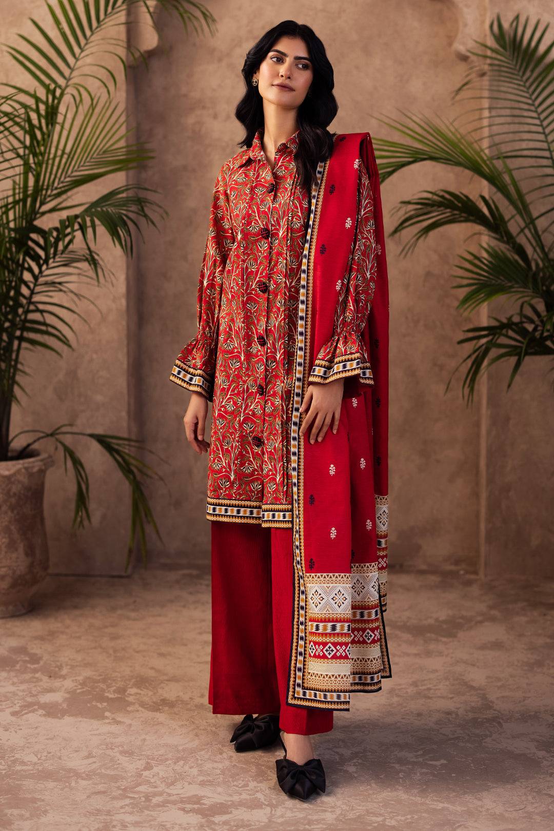 Zellbury | Unstitched 3 Piece Khaddar | Shirt Shalwar Dupatta - 0189 by Maria Faisal - Registered Vendor of : Zellbury Women - type : Essential Unstitched - 100% original wedding dresses