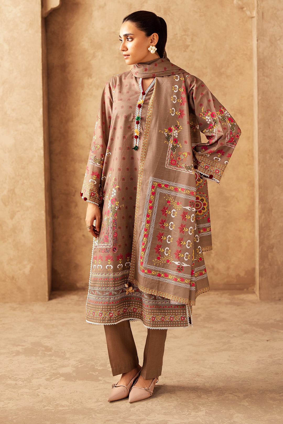 Zellbury | Unstitched 3 Piece Khaddar | Shirt Shalwar Dupatta - 0190 by Maria Faisal - Registered Vendor of : Zellbury Women - type : Essential Unstitched - 100% original wedding dresses