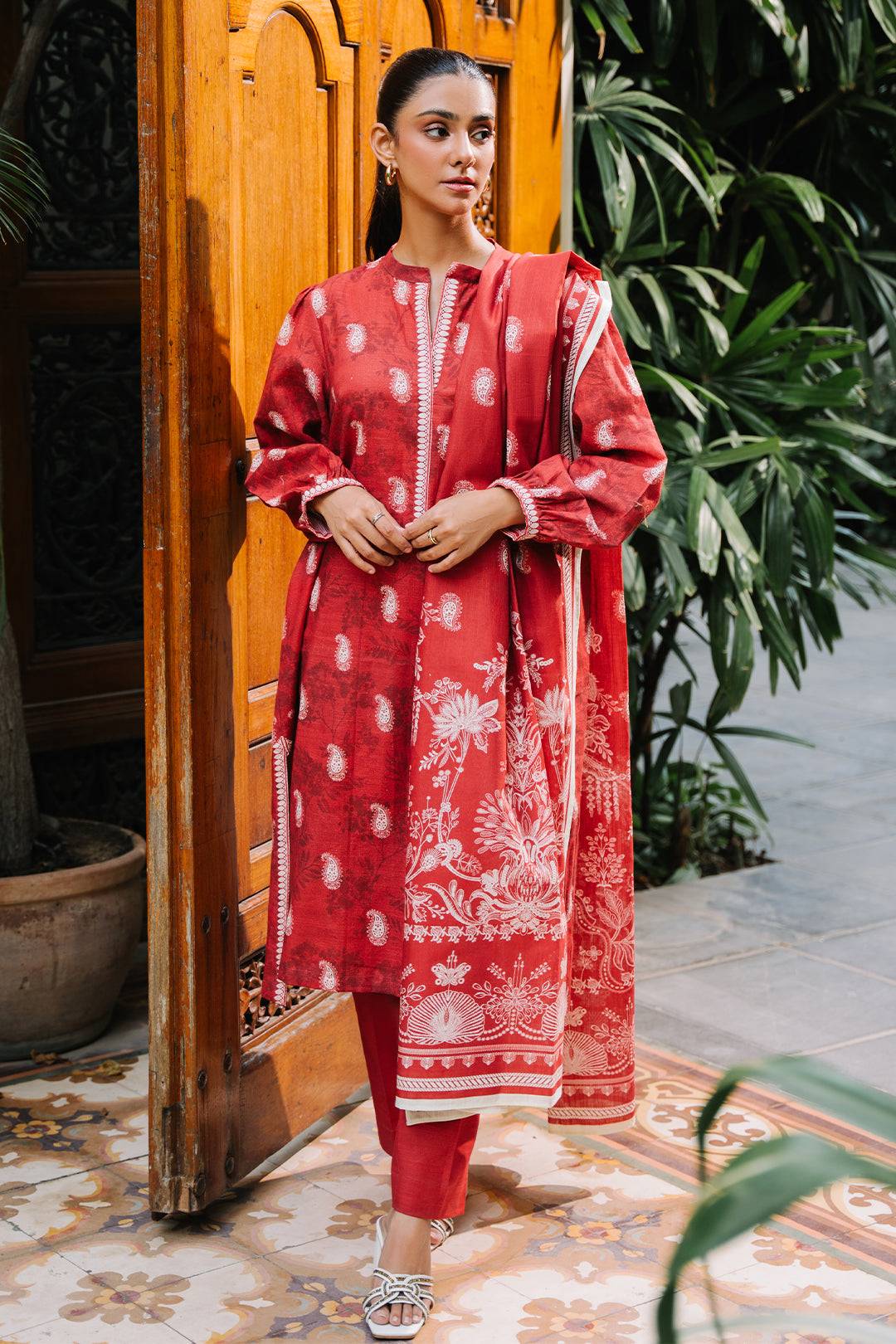Zellbury | Unstitched 3 Piece Khaddar | Shirt Shalwar Dupatta - 0193 by Maria Faisal - Registered Vendor of : Zellbury Women - type : Essential Unstitched - 100% original wedding dresses