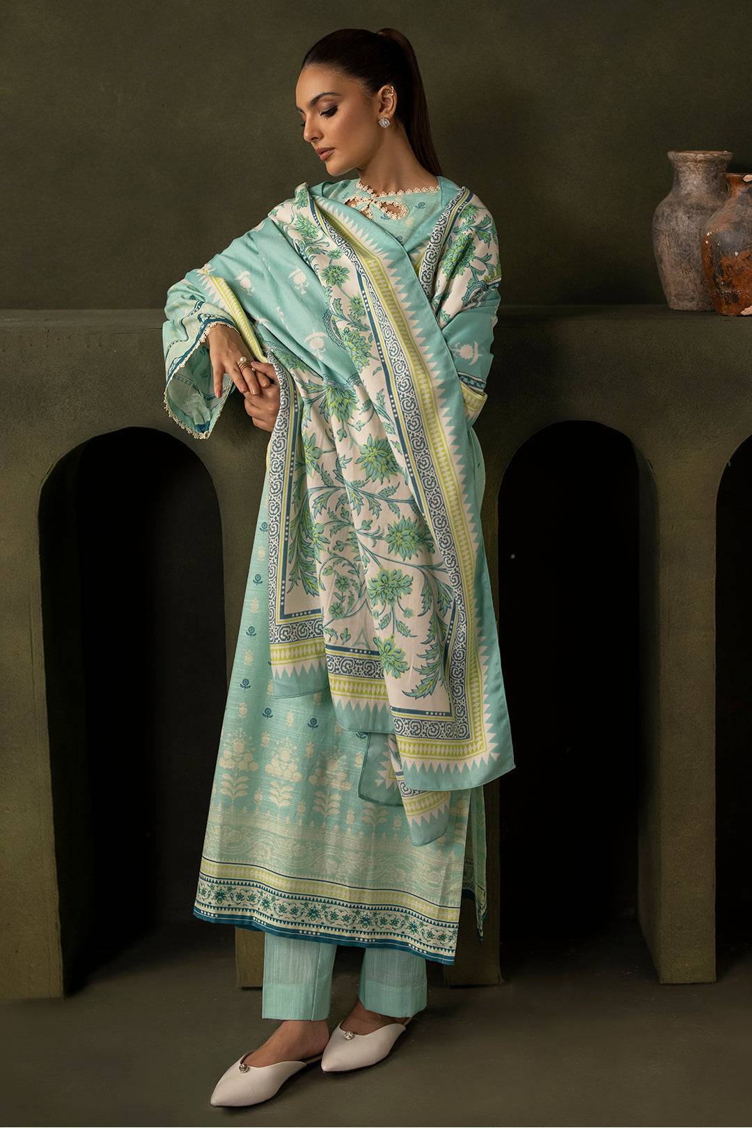 Zellbury | Unstitched 3 Piece Khaddar | Shirt Shalwar Shawl - 0198 by Maria Faisal - Registered Vendor of : Zellbury Women - type : Essential Unstitched - 100% original wedding dresses