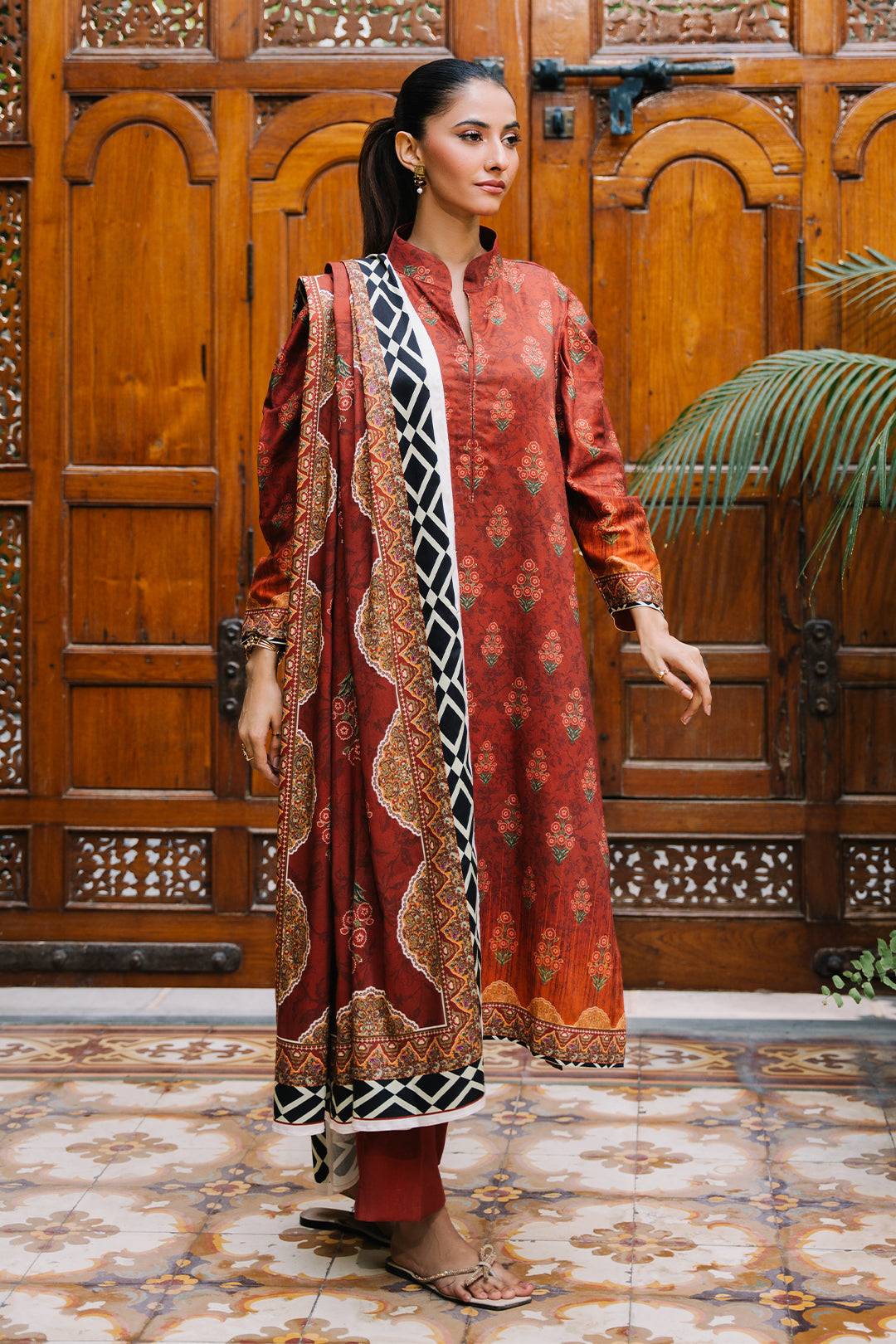 Zellbury | Unstitched 3 Piece Viscose | Shirt Shalwar Dupatta - 0208 by Maria Faisal - Registered Vendor of : Zellbury Women - type : Essential Unstitched - 100% original wedding dresses