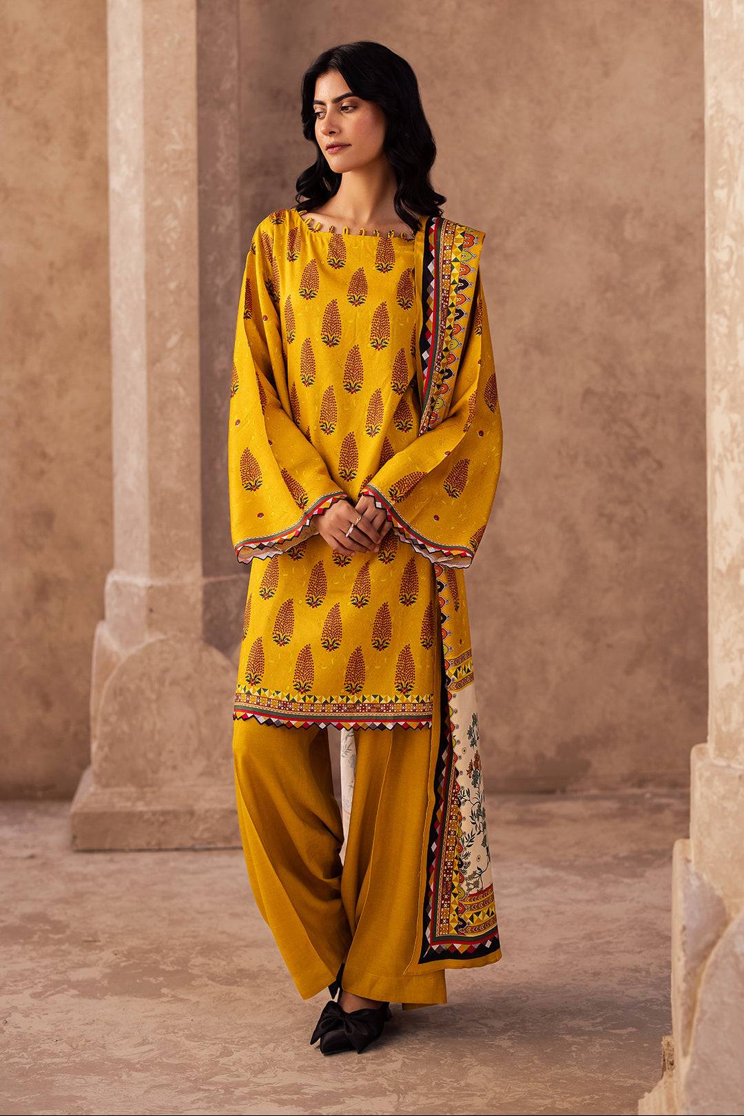 Zellbury | Unstitched 3 Piece Cotail | Shirt Shalwar Dupatta - 0218 by Maria Faisal - Registered Vendor of : Zellbury Women - type : Essential Unstitched - 100% original wedding dresses