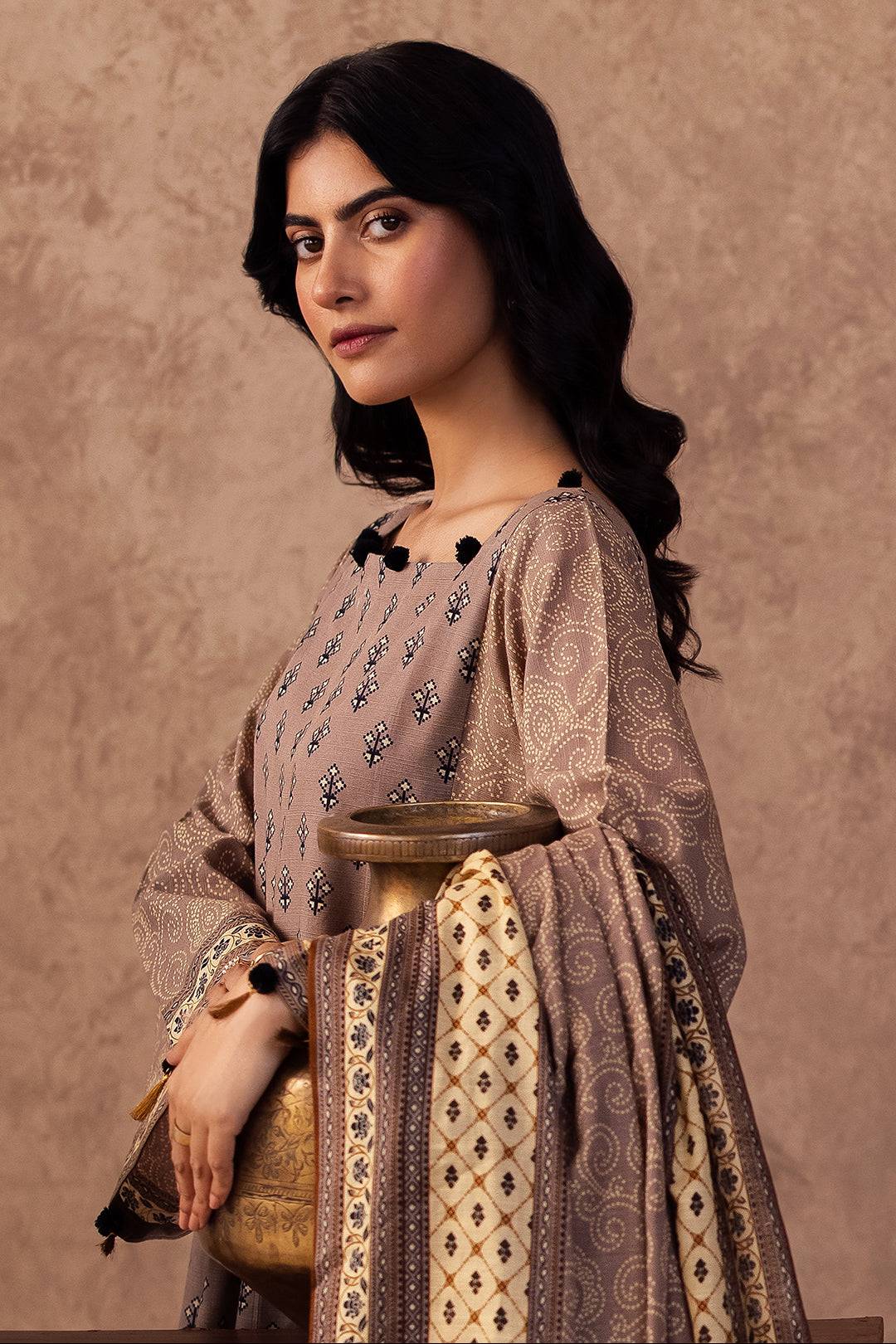 Zellbury | Unstitched 3 Piece Khaddar | Shirt Shalwar Dupatta - 0274 by Maria Faisal - Registered Vendor of : Zellbury Women - type : Essential Unstitched - 100% original wedding dresses