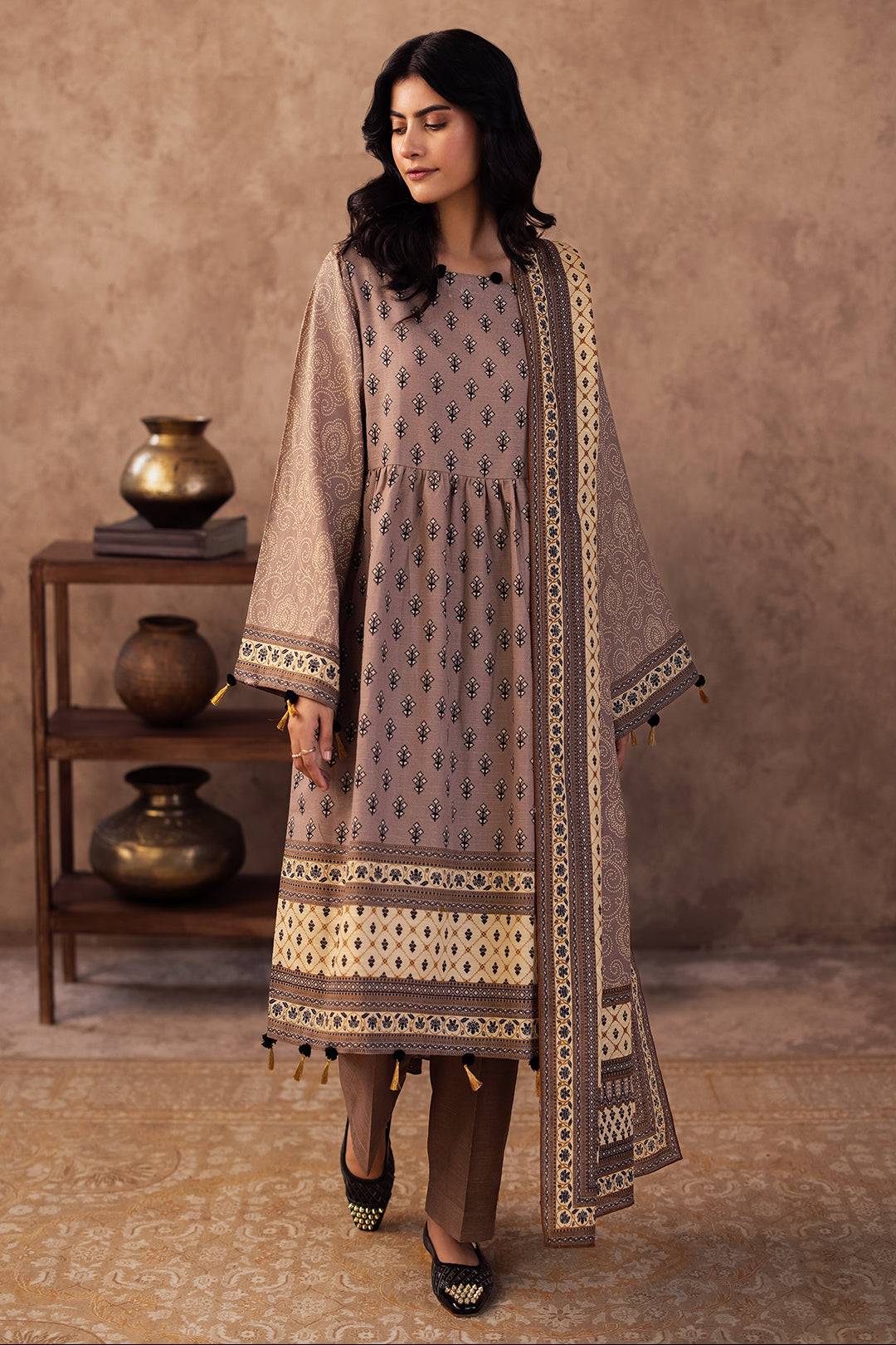 Zellbury | Unstitched 3 Piece Khaddar | Shirt Shalwar Dupatta - 0274 by Maria Faisal - Registered Vendor of : Zellbury Women - type : Essential Unstitched - 100% original wedding dresses