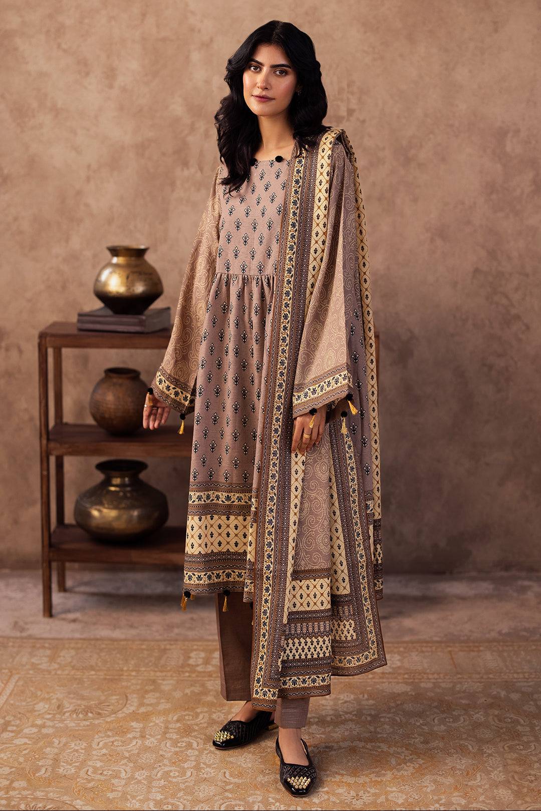 Zellbury | Unstitched 3 Piece Khaddar | Shirt Shalwar Dupatta - 0274 by Maria Faisal - Registered Vendor of : Zellbury Women - type : Essential Unstitched - 100% original wedding dresses