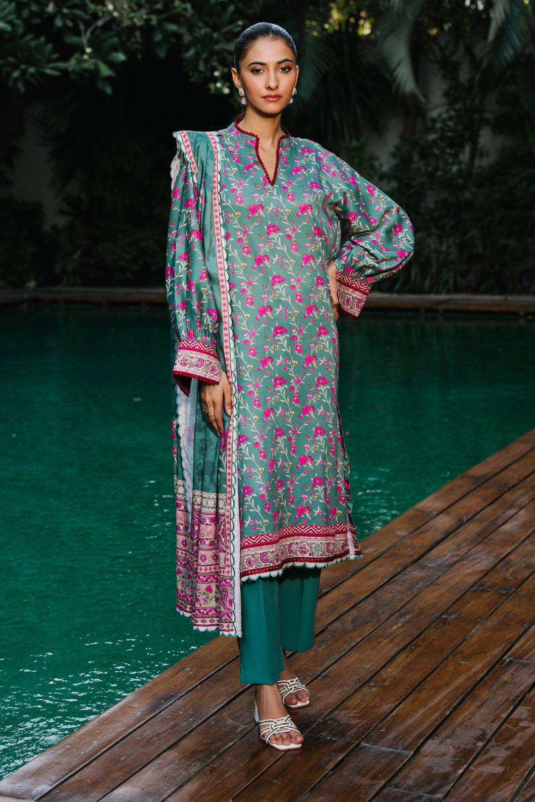 Zellbury | Unstitched 3 Piece Viscose | Shirt Shalwar Dupatta - 0296 by Maria Faisal - Registered Vendor of : Zellbury Women - type : Essential Unstitched - 100% original wedding dresses